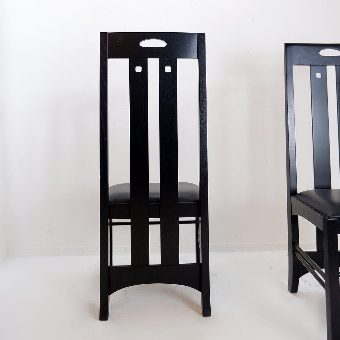 Pair of high back chairs 'Ingram' by Charles Rennie Mackintosh for Cassina1980s For Sale 2