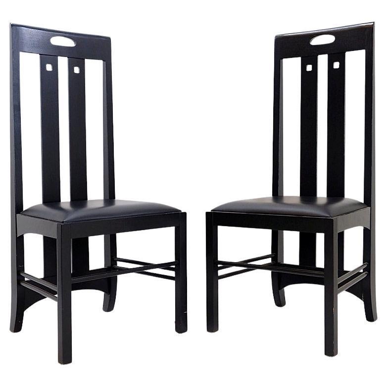 Paire de chaises à haut dossier 'Ingram' par Charles Rennie Mackintosh pour Cassina1980s