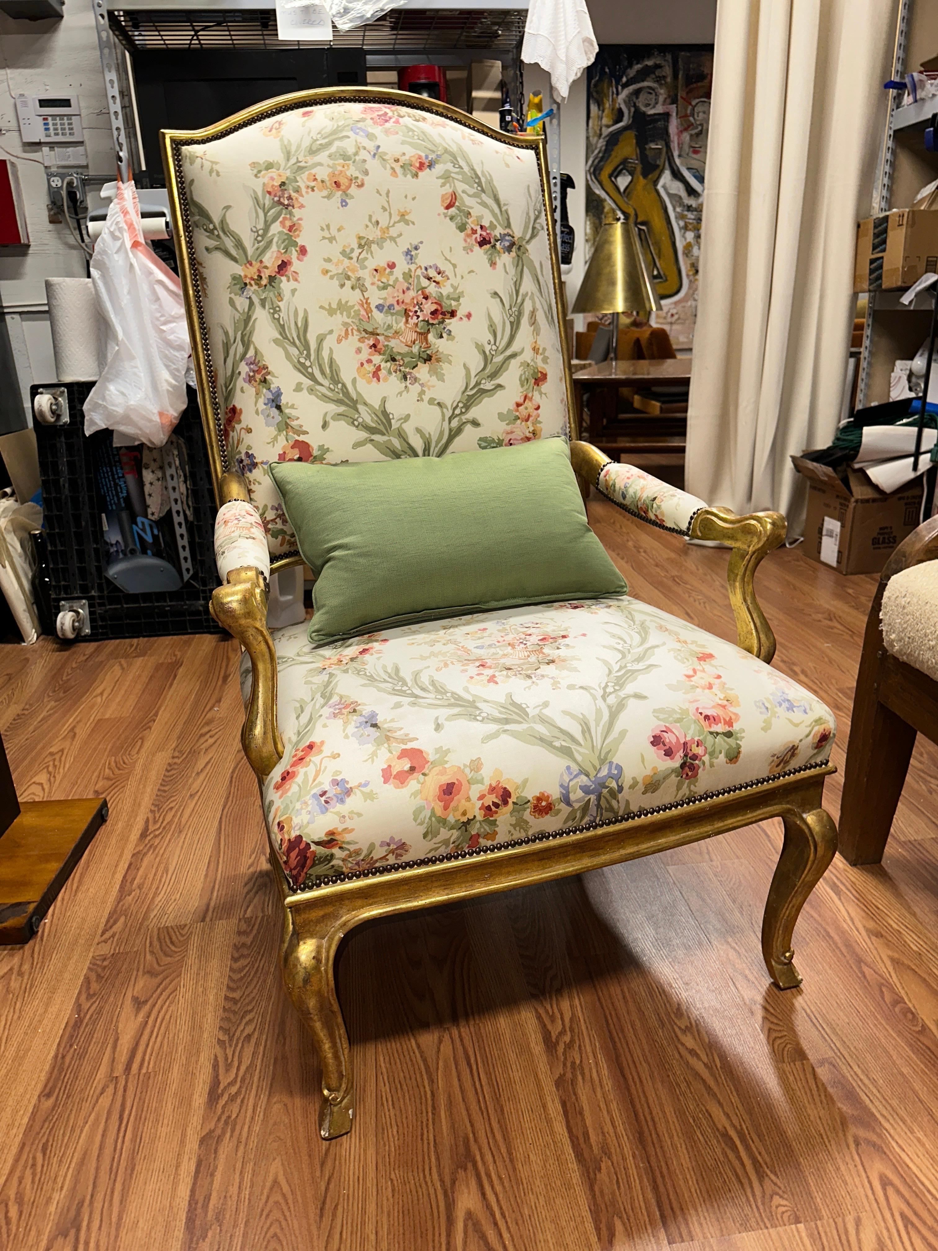 Pair of High Back French Style Gilt Chairs 6