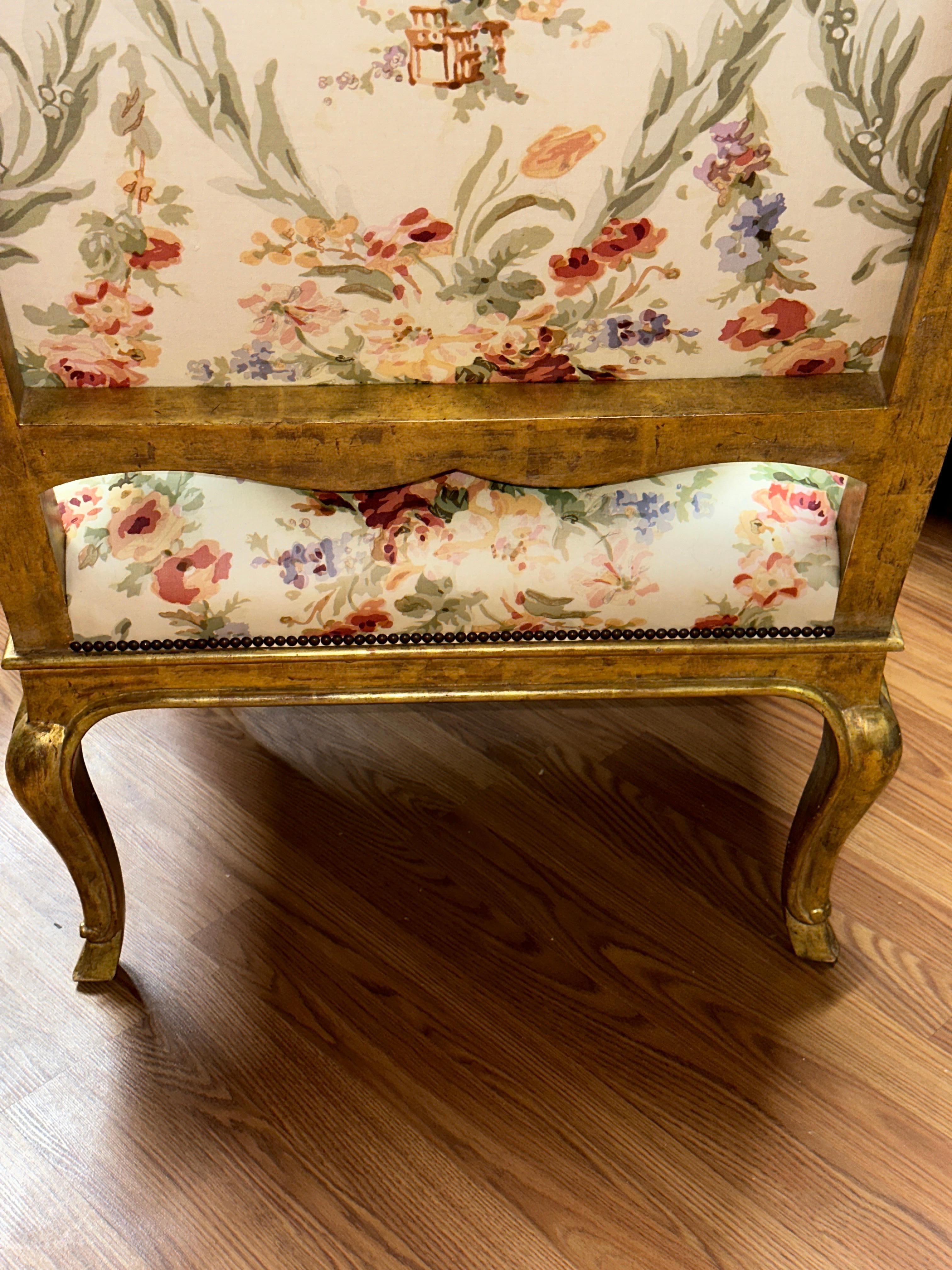 Pair of High Back French Style Gilt Chairs 10