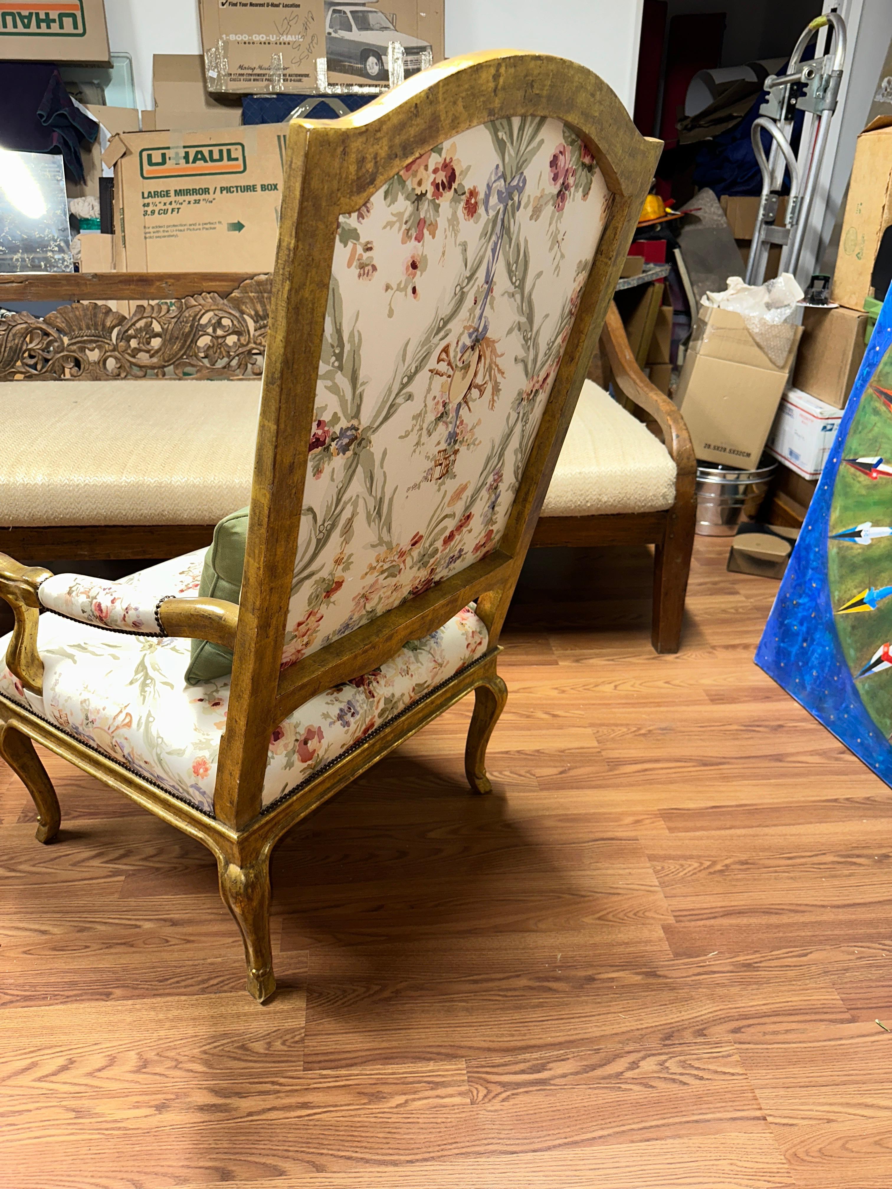 Pair of High Back French Style Gilt Chairs 11