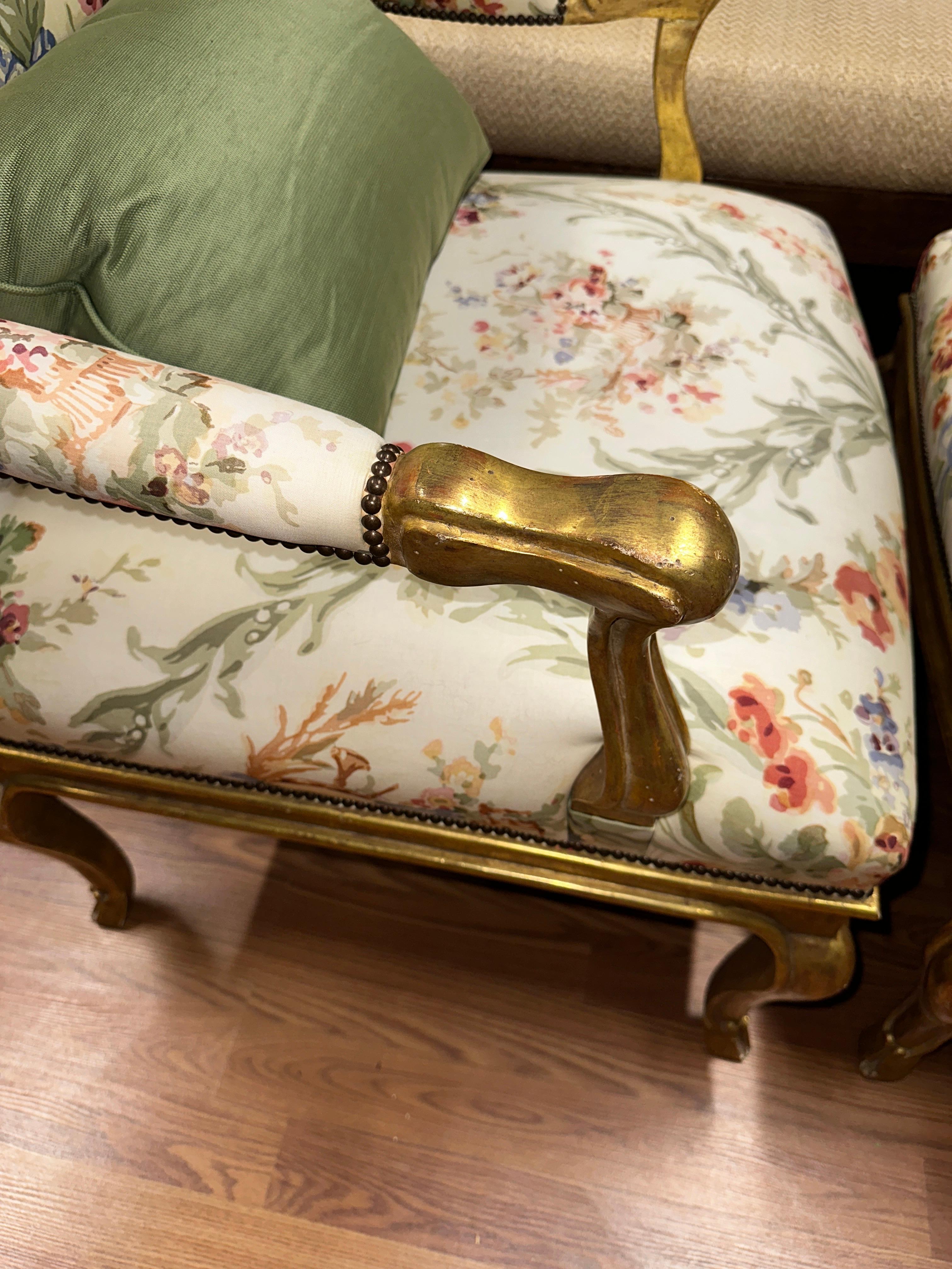 Pair of High Back French Style Gilt Chairs 2