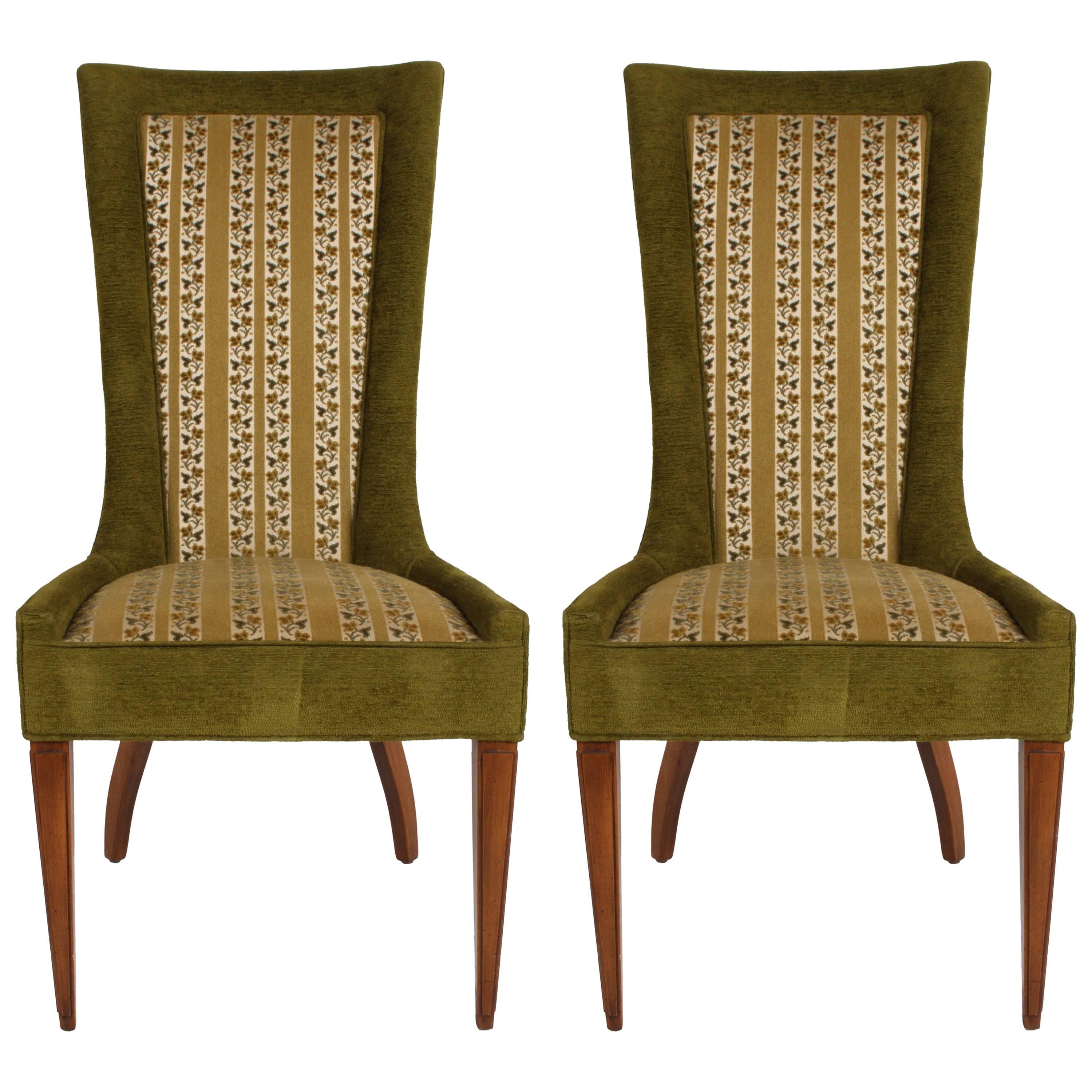 Pair of High Back Hollywood Regency MCM Dining Chairs