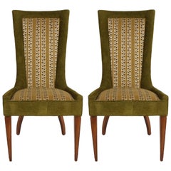 Pair of High Back Hollywood Regency MCM Dining Chairs