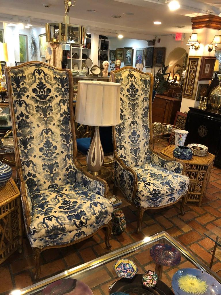 Pair of High Back Hollywood Regency Throne Chairs 4