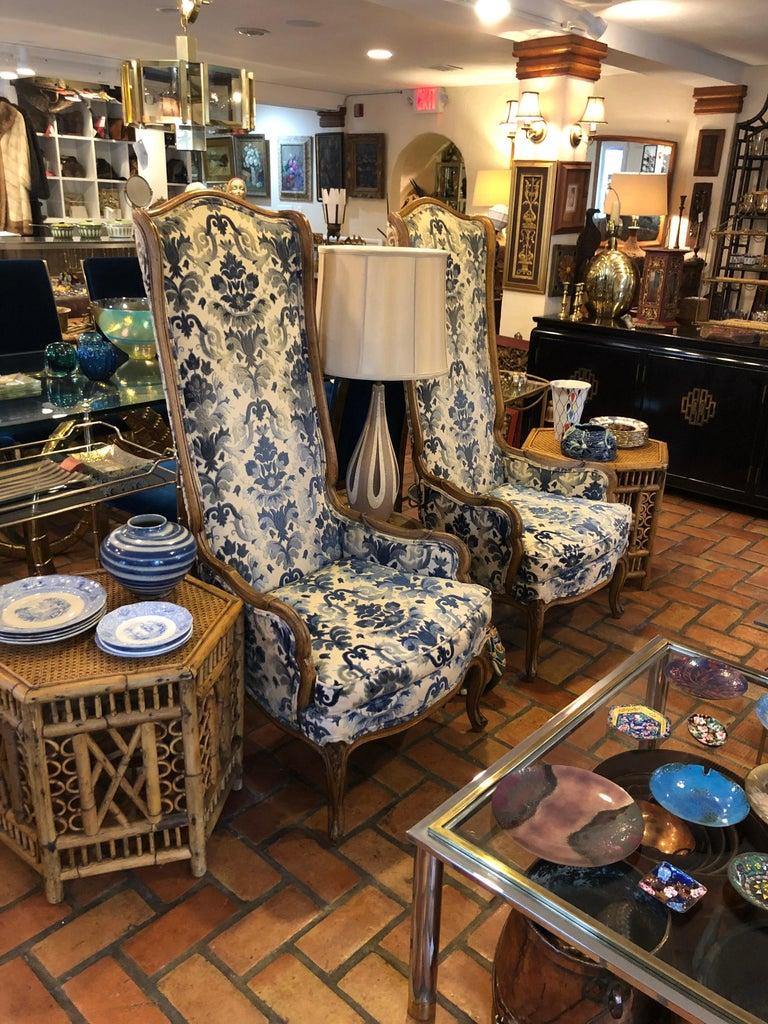 Pair of High Back Hollywood Regency Throne Chairs 5