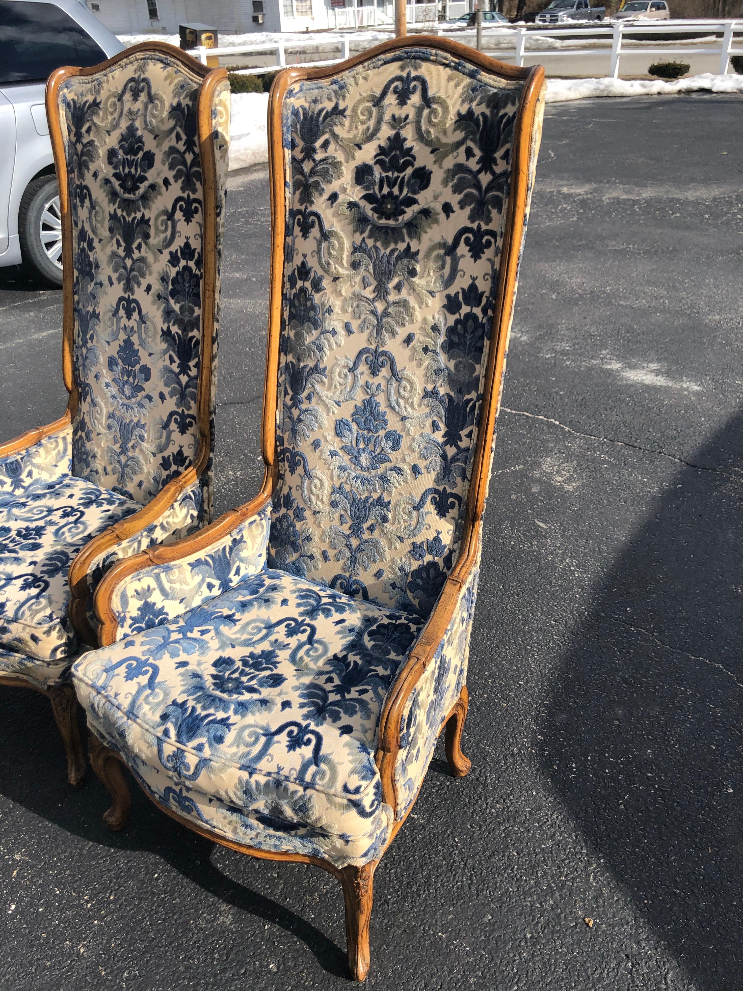 Pair of High Back Hollywood Regency Throne Chairs 1