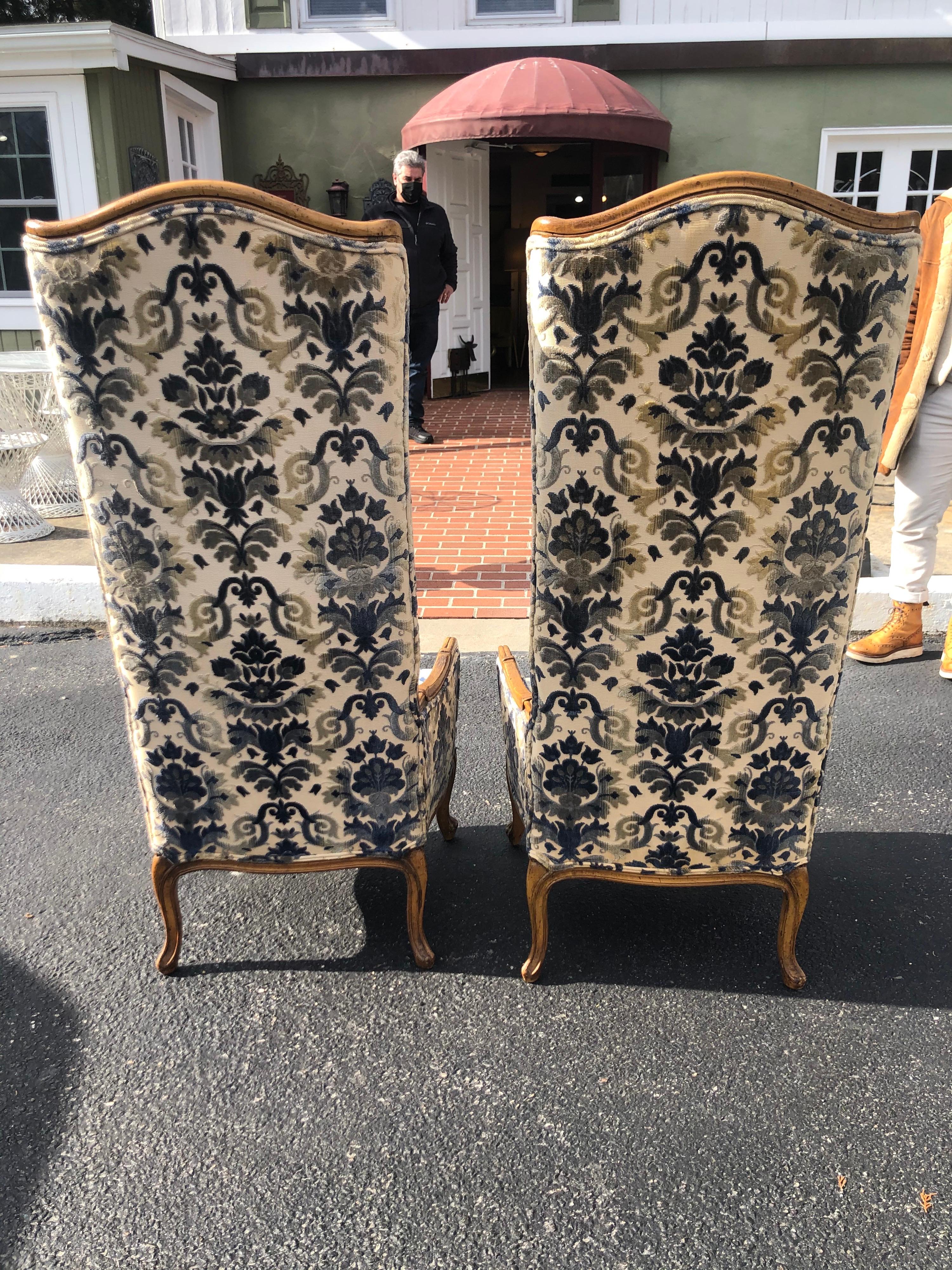 Pair of High Back Hollywood Regency Throne Chairs 2