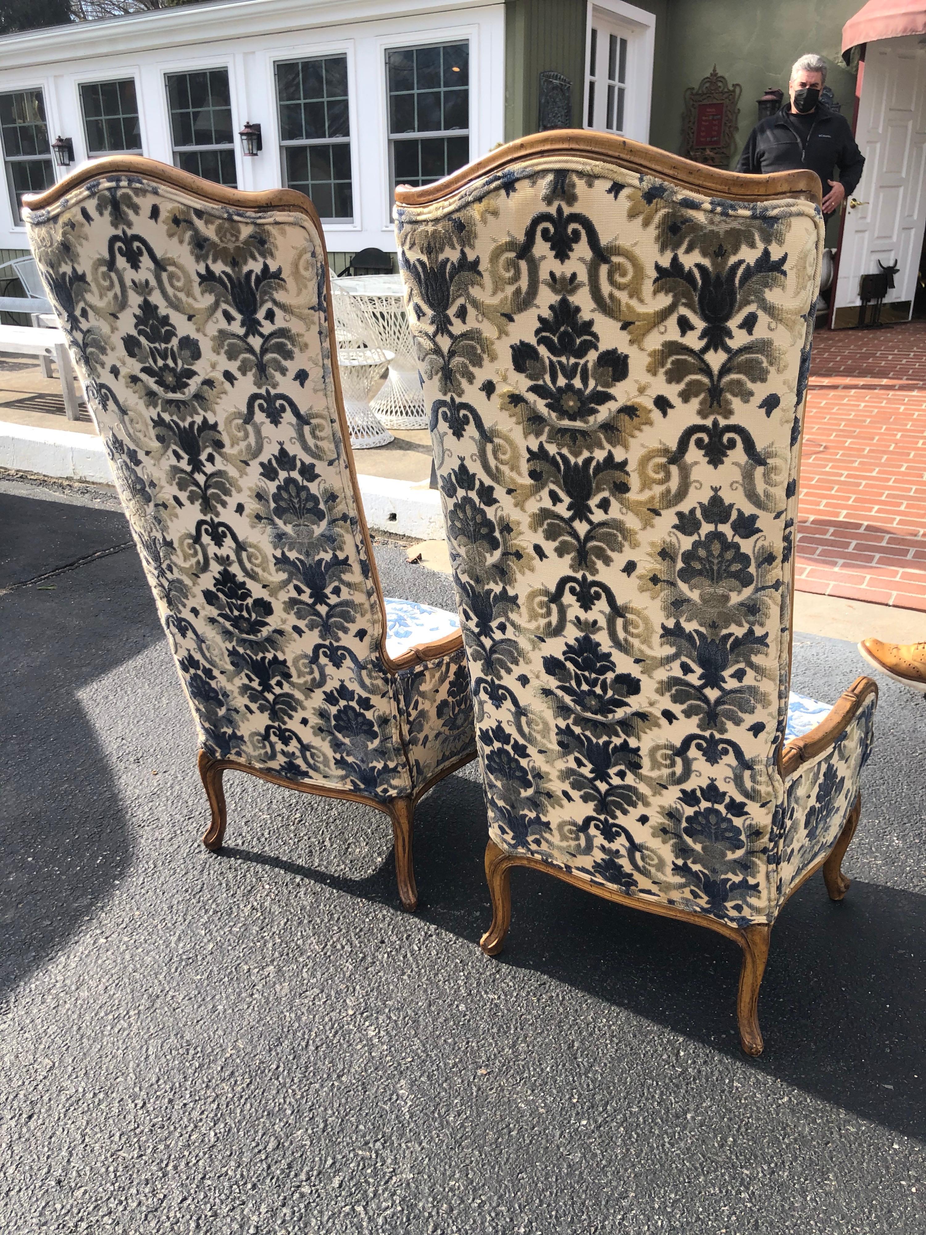 Pair of High Back Hollywood Regency Throne Chairs 3