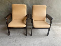 Pair of High Back Leather Armchairs, by Bruno Rey for Dietiker