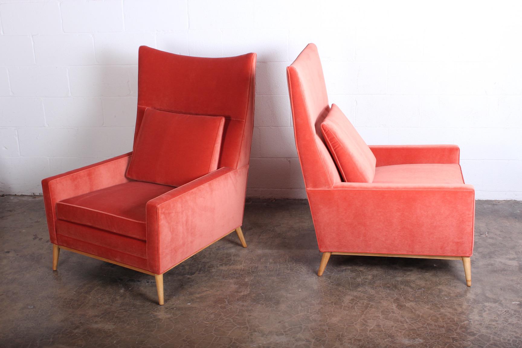 Mid-20th Century Pair of High Back Lounge Chairs by Paul McCobb