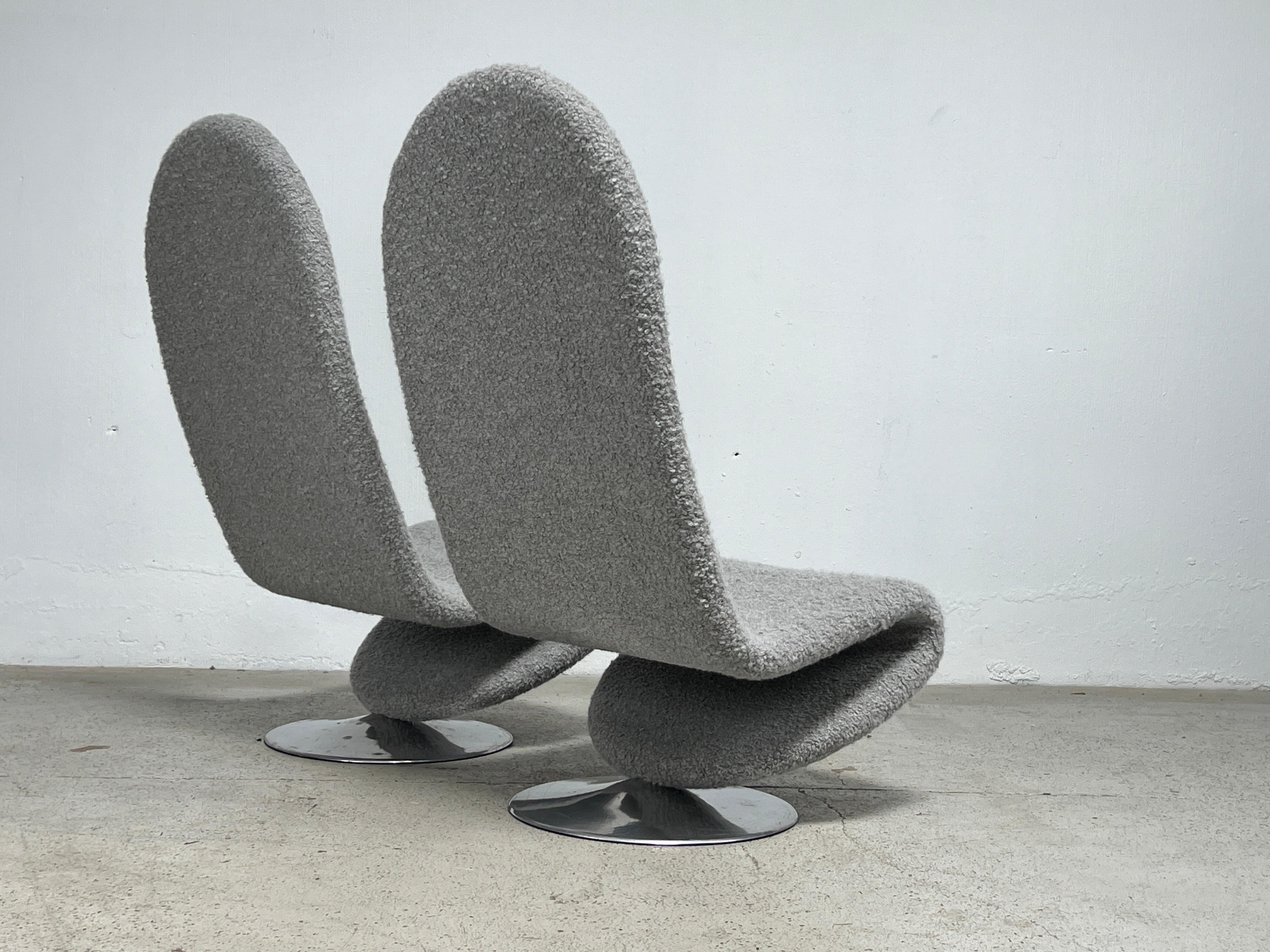 Pair of High Back Lounge Chairs by Verner Panton For Sale 7