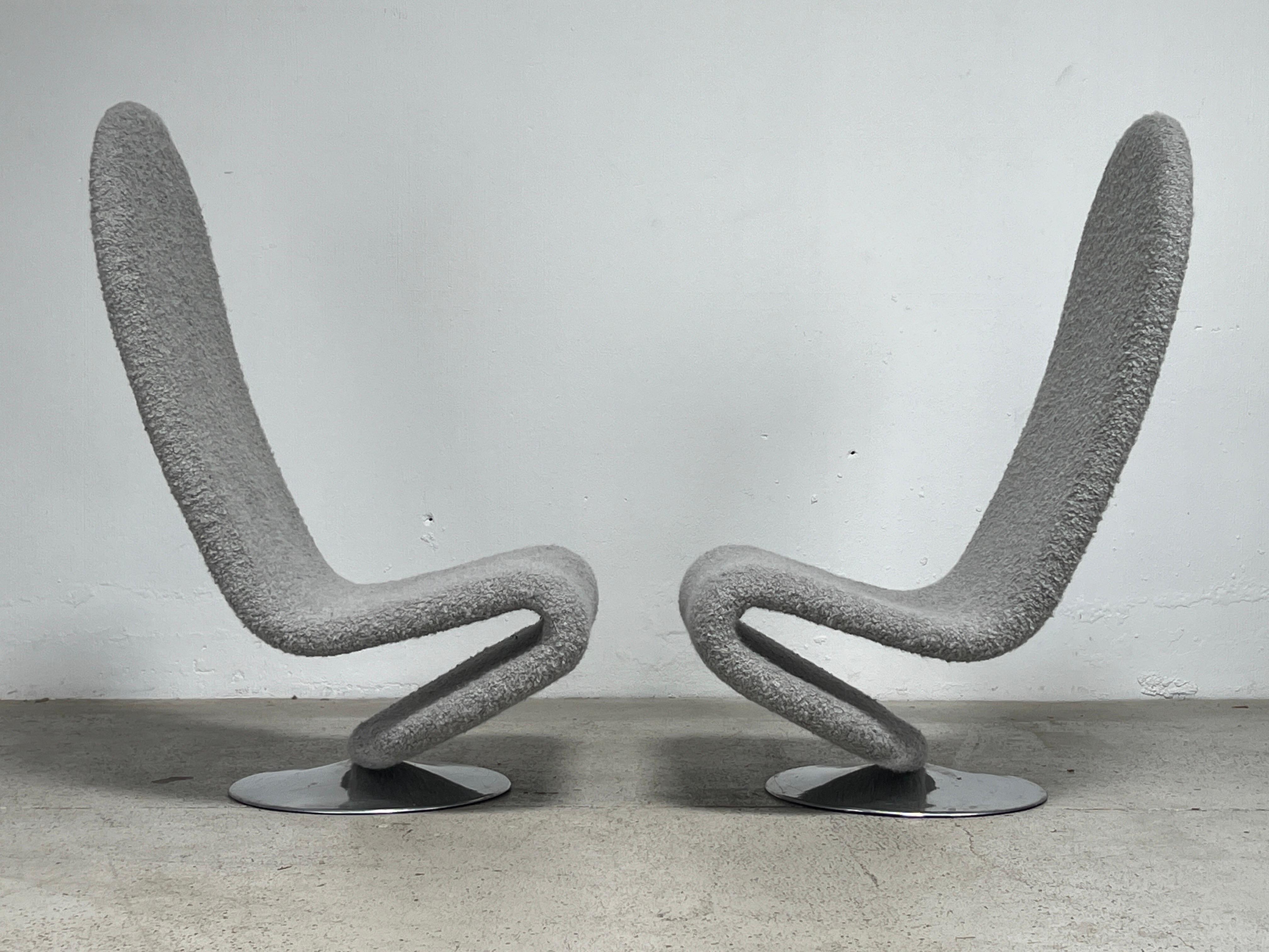 Pair of High Back Lounge Chairs by Verner Panton For Sale 9
