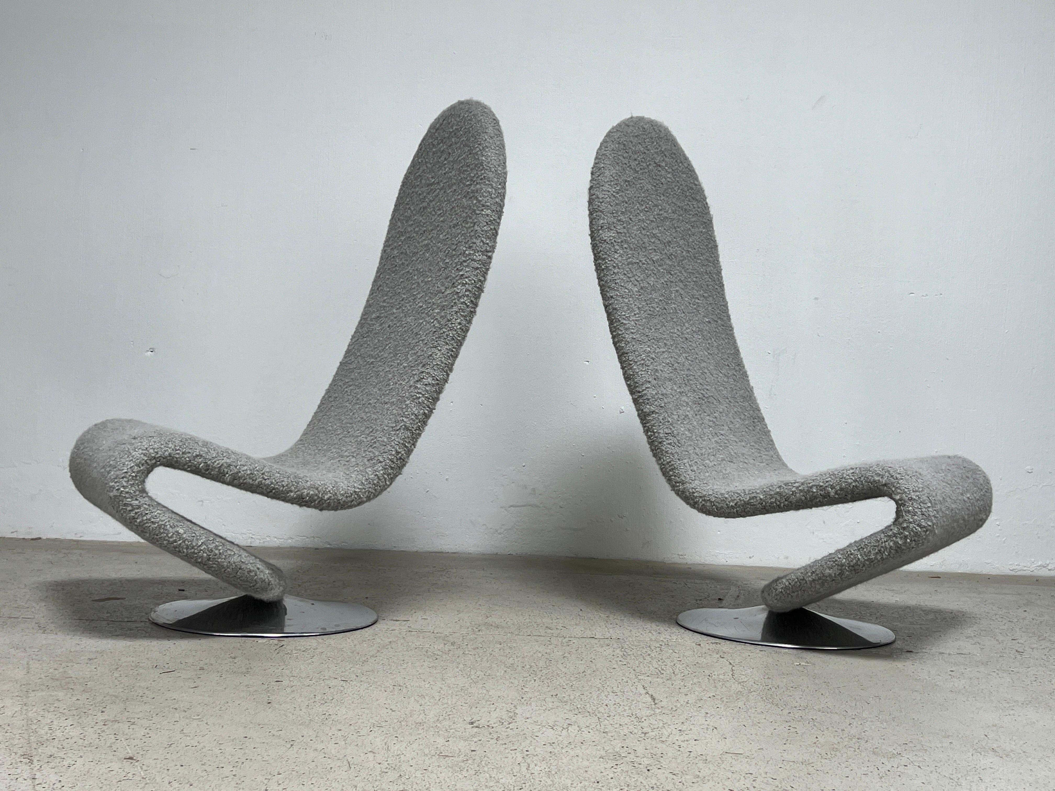 Late 20th Century Pair of High Back Lounge Chairs by Verner Panton For Sale