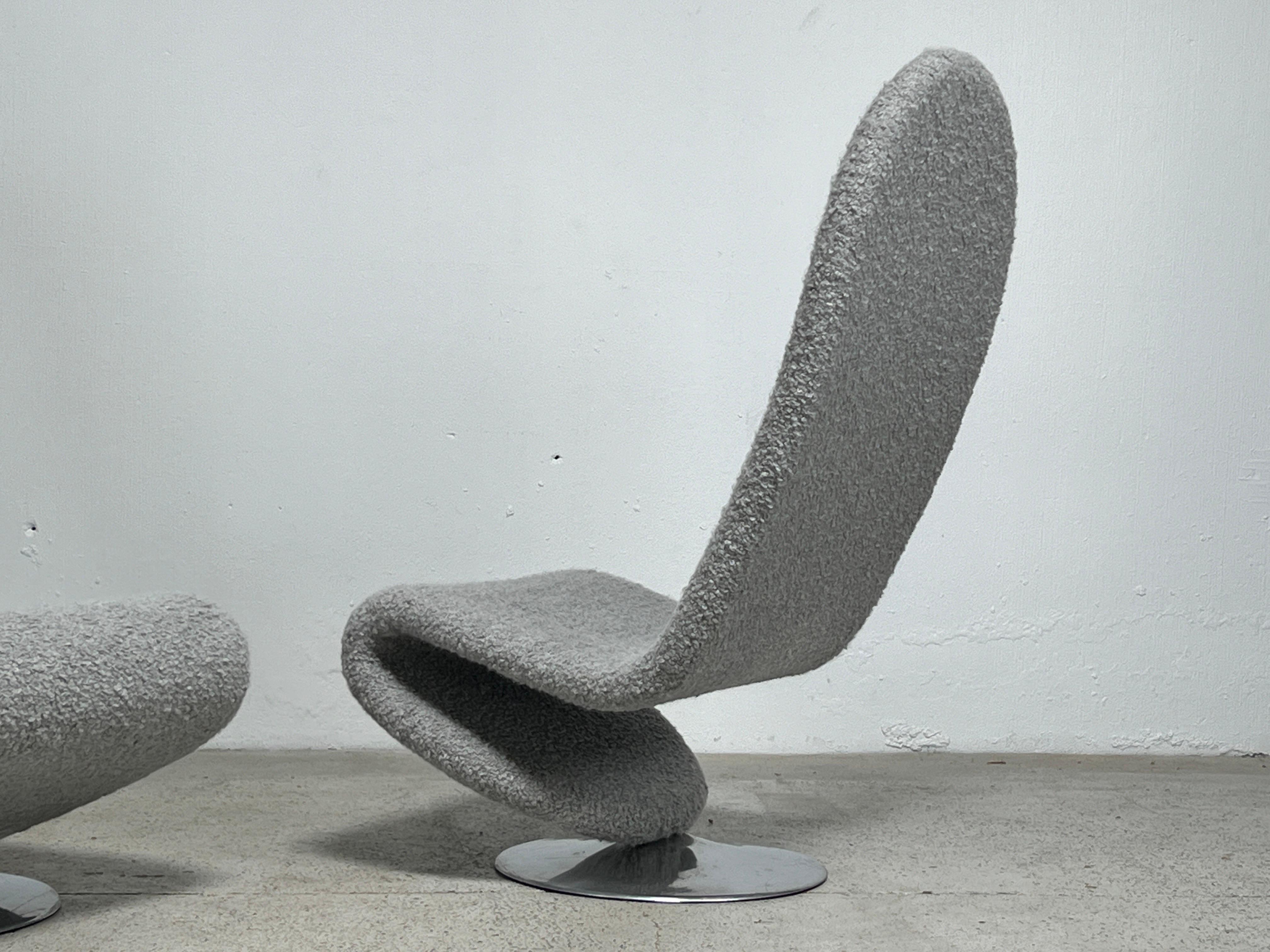 Pair of High Back Lounge Chairs by Verner Panton For Sale 3