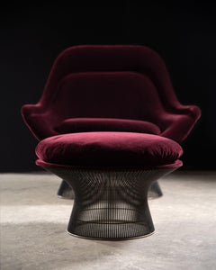 Pair of High Back Lounge Chairs & Ottoman by Warren Platner for Knoll