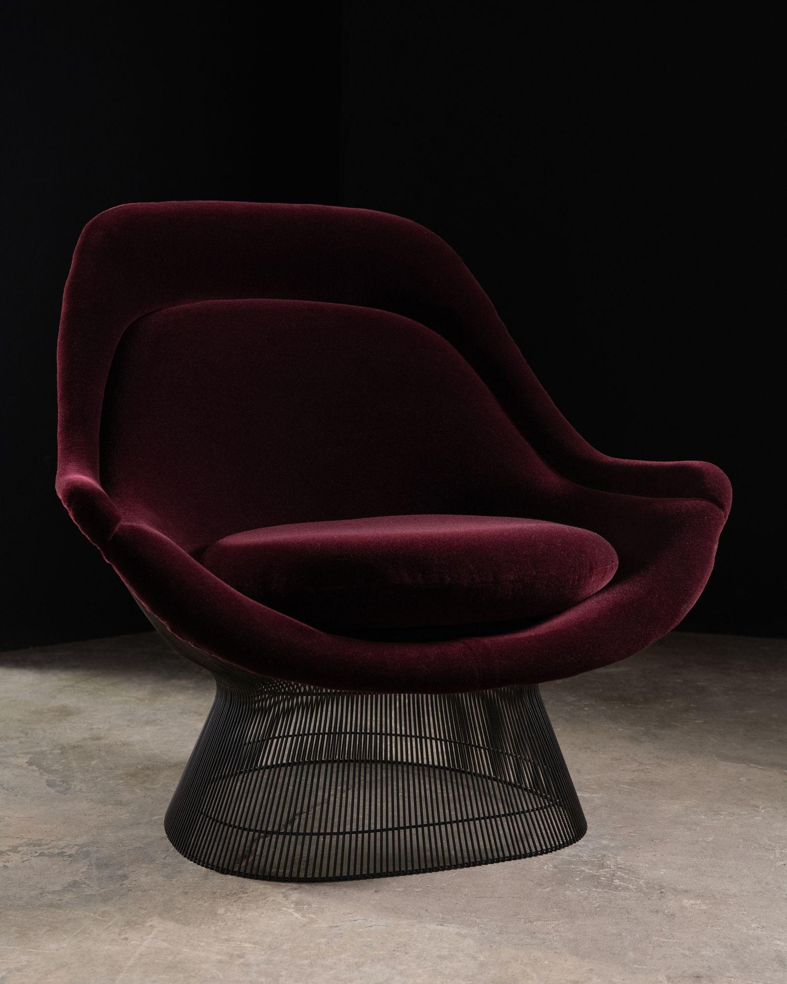 American Pair of High Back Lounge Chairs & Ottoman by Warren Platner for Knoll