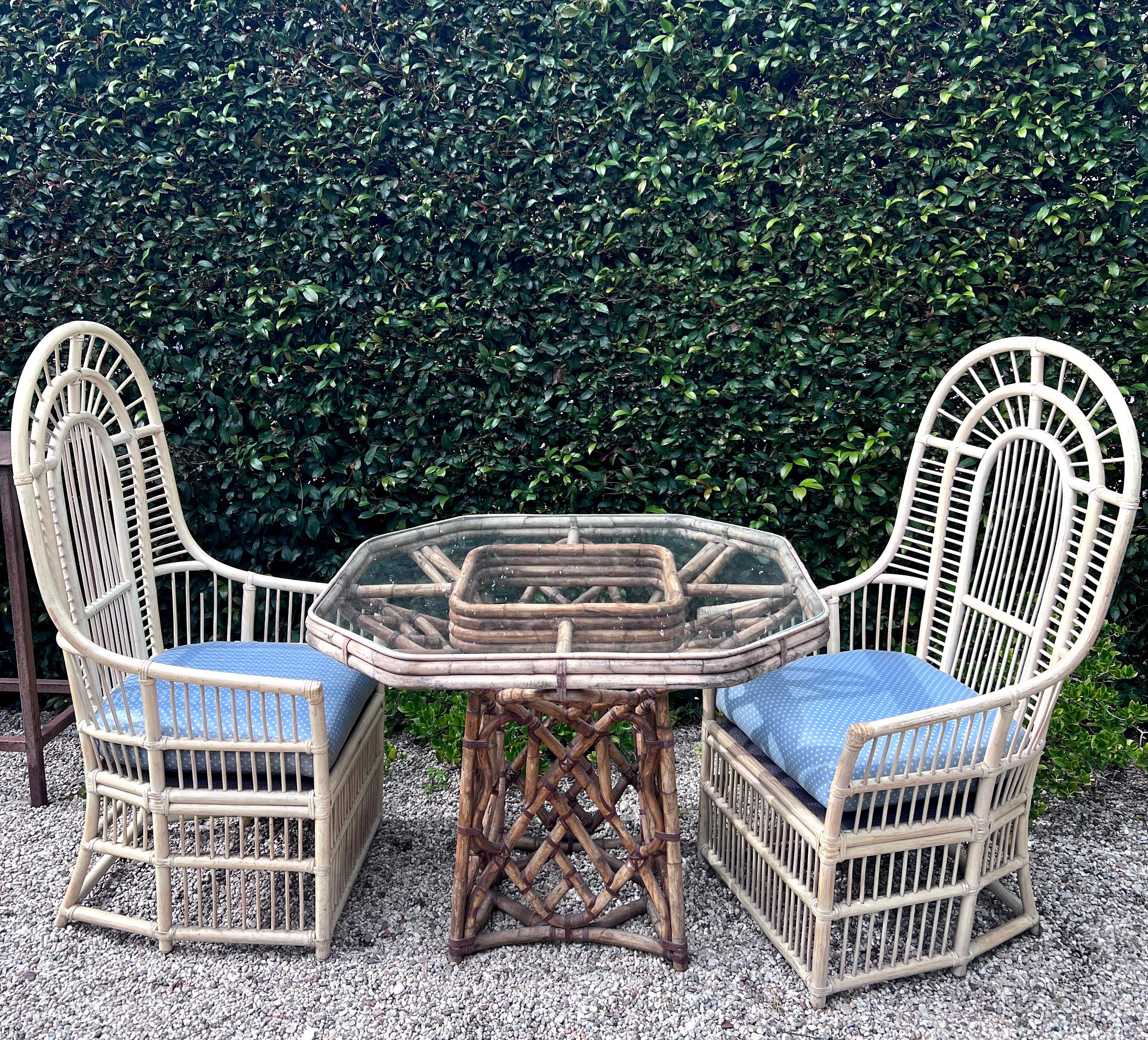 Pair of High Back Rattan Chairs  For Sale 2