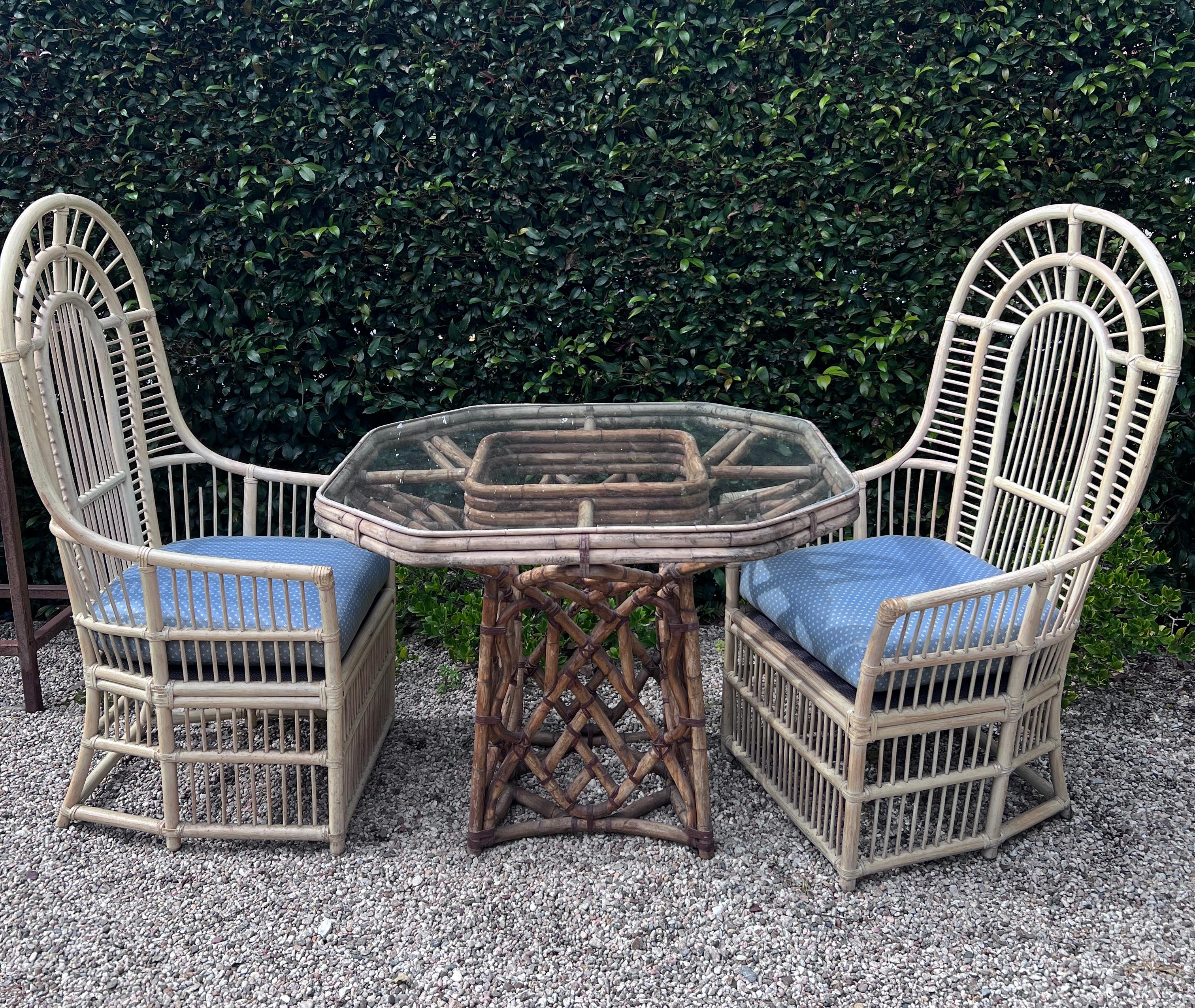 Pair of High Back Rattan Chairs  For Sale 3