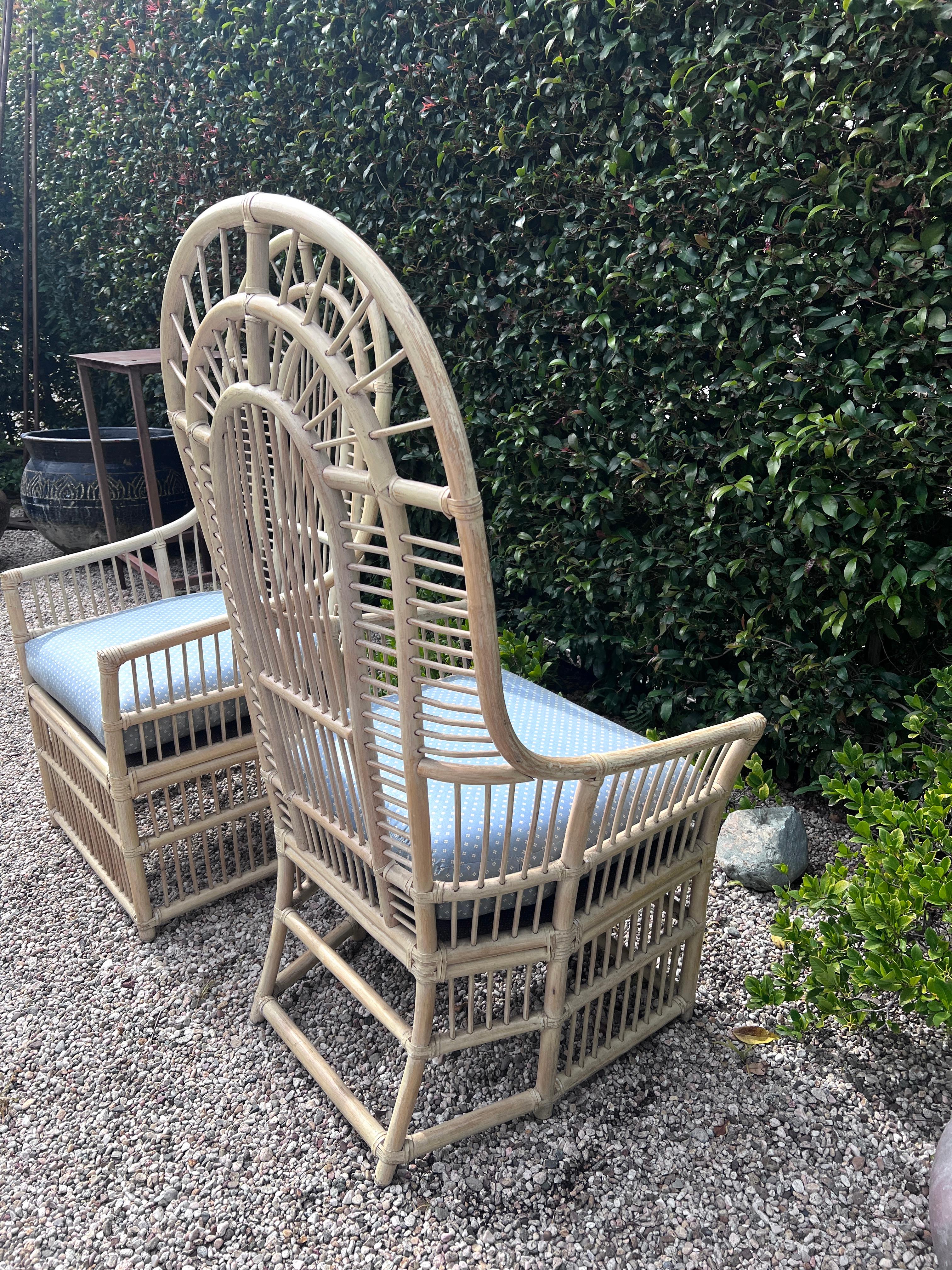 Pair of High Back Rattan Chairs  For Sale 1