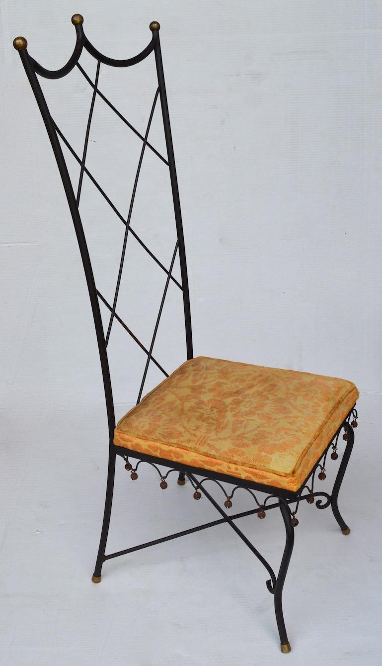 Hollywood Regency Pair of High Back Venetian Style Chairs by Samuel Copelon