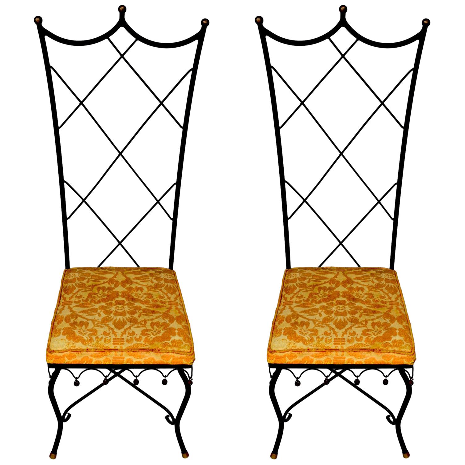 Pair of High Back Venetian Style Chairs by Samuel Copelon