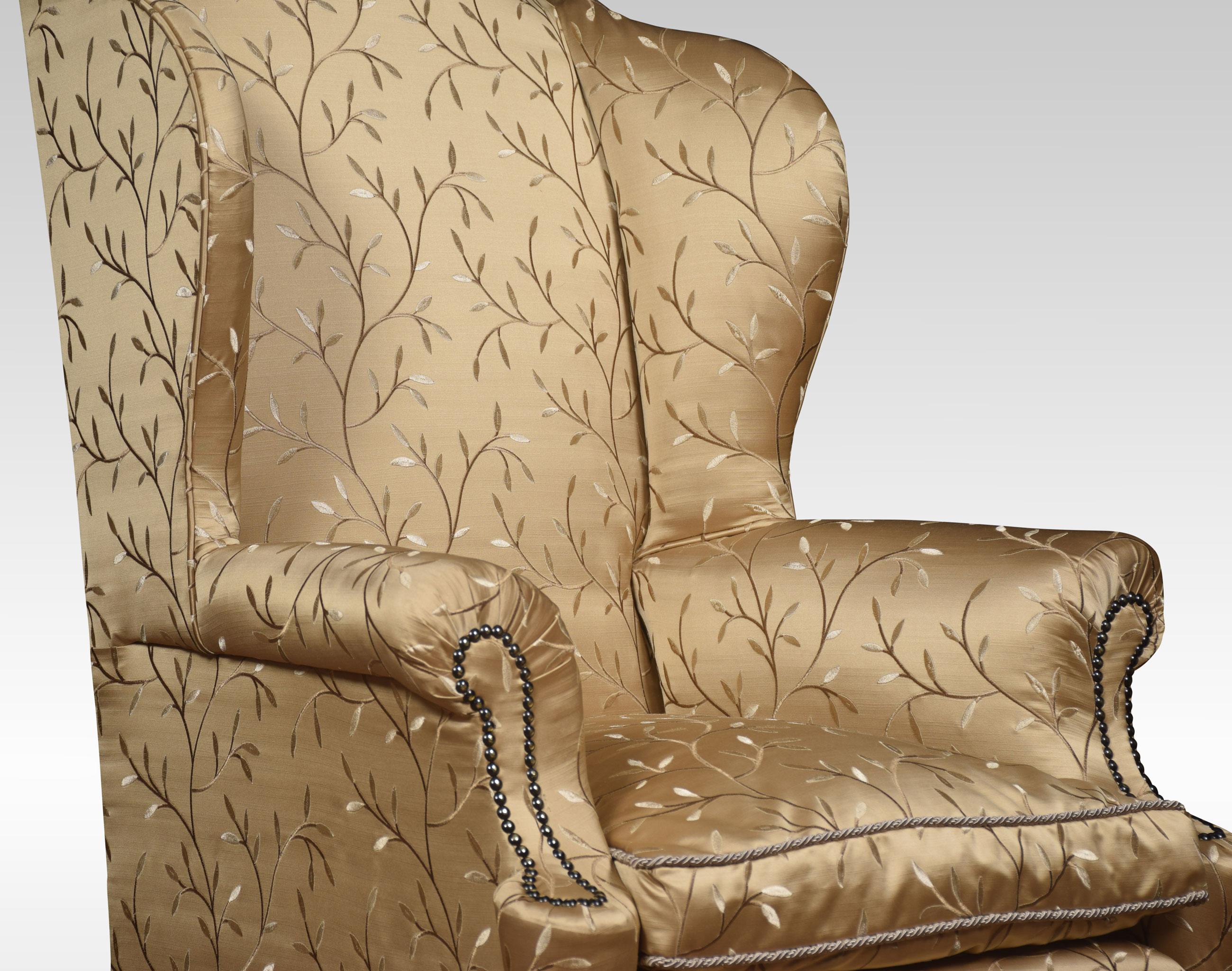 Pair of High Back Wing Armchairs 1