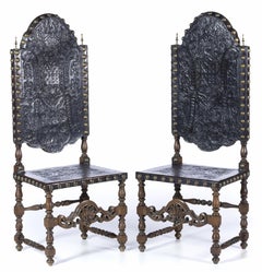 PAIR OF HIGH-BACKED CHAIRS Portuguese, 19th Century