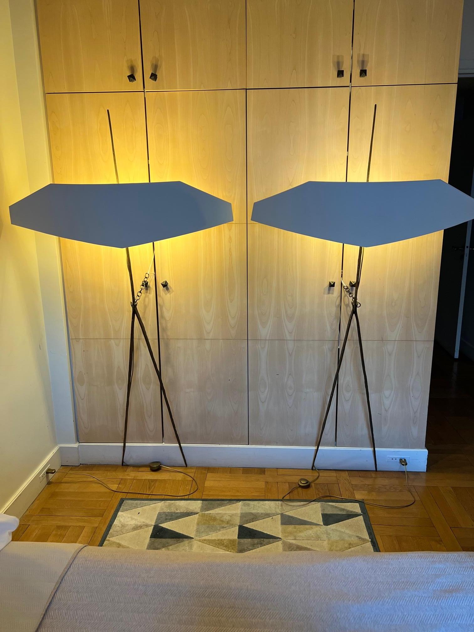 Pair of High Bronze Wall Lights Called Titus by Felix Agostini, circa 1960s For Sale 1