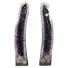 Pair of High-Grade Giant Amethyst Cathedral Geodes with Calcite - 6 Ft Tall