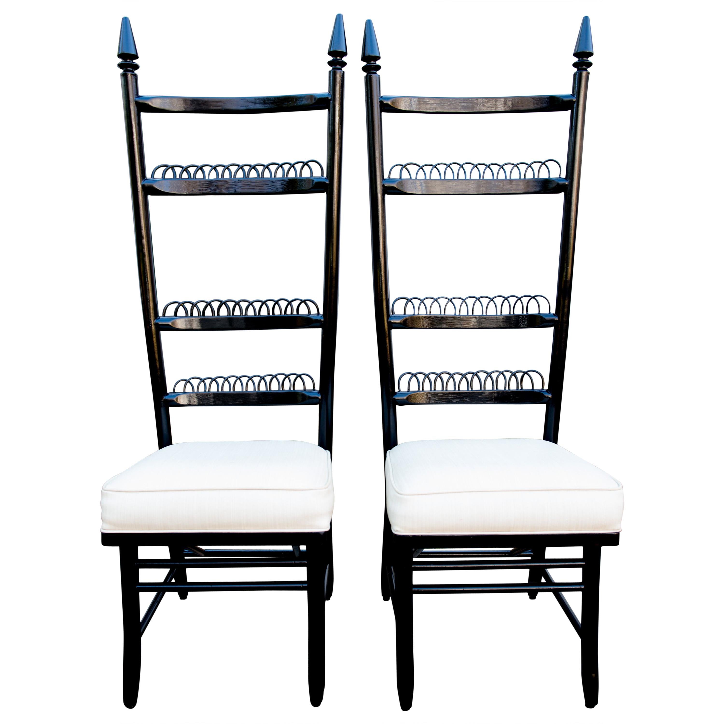 Pair of High Ladder Back Chairs