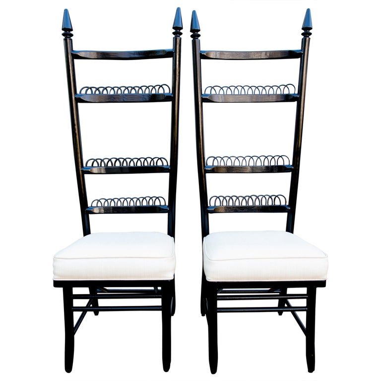 Pair of High Ladder Back Chairs For Sale at 1stDibs