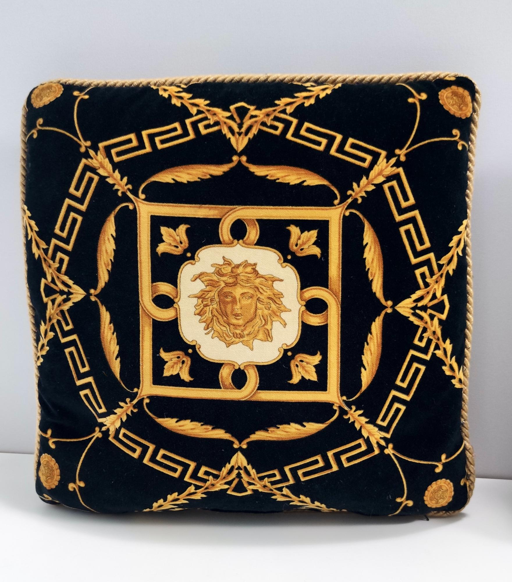 Post-Modern Pair of High-Quality Black Throw Pillows by Gianni Versace, Italy, 1980s-1990s For Sale