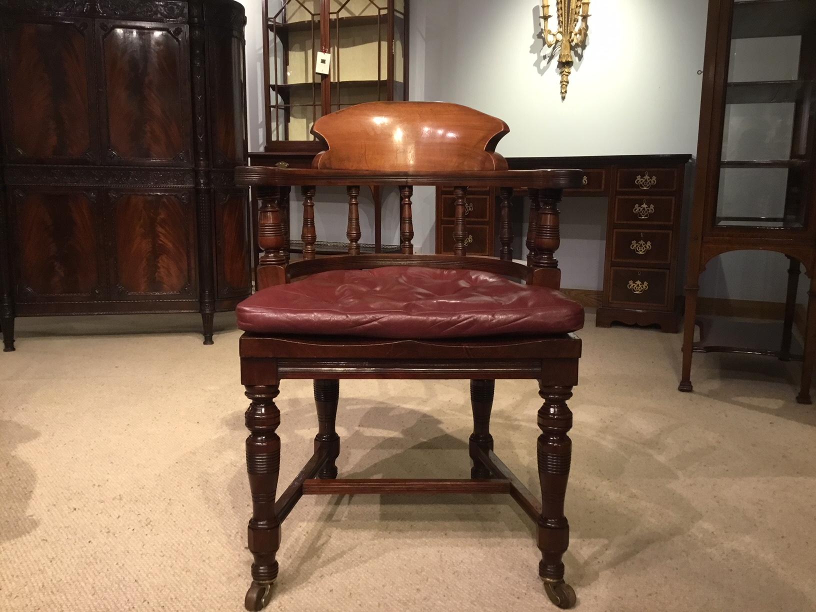 Pair of High Quality Mahogany Late Victorian Period Desk Armchairs For Sale 6