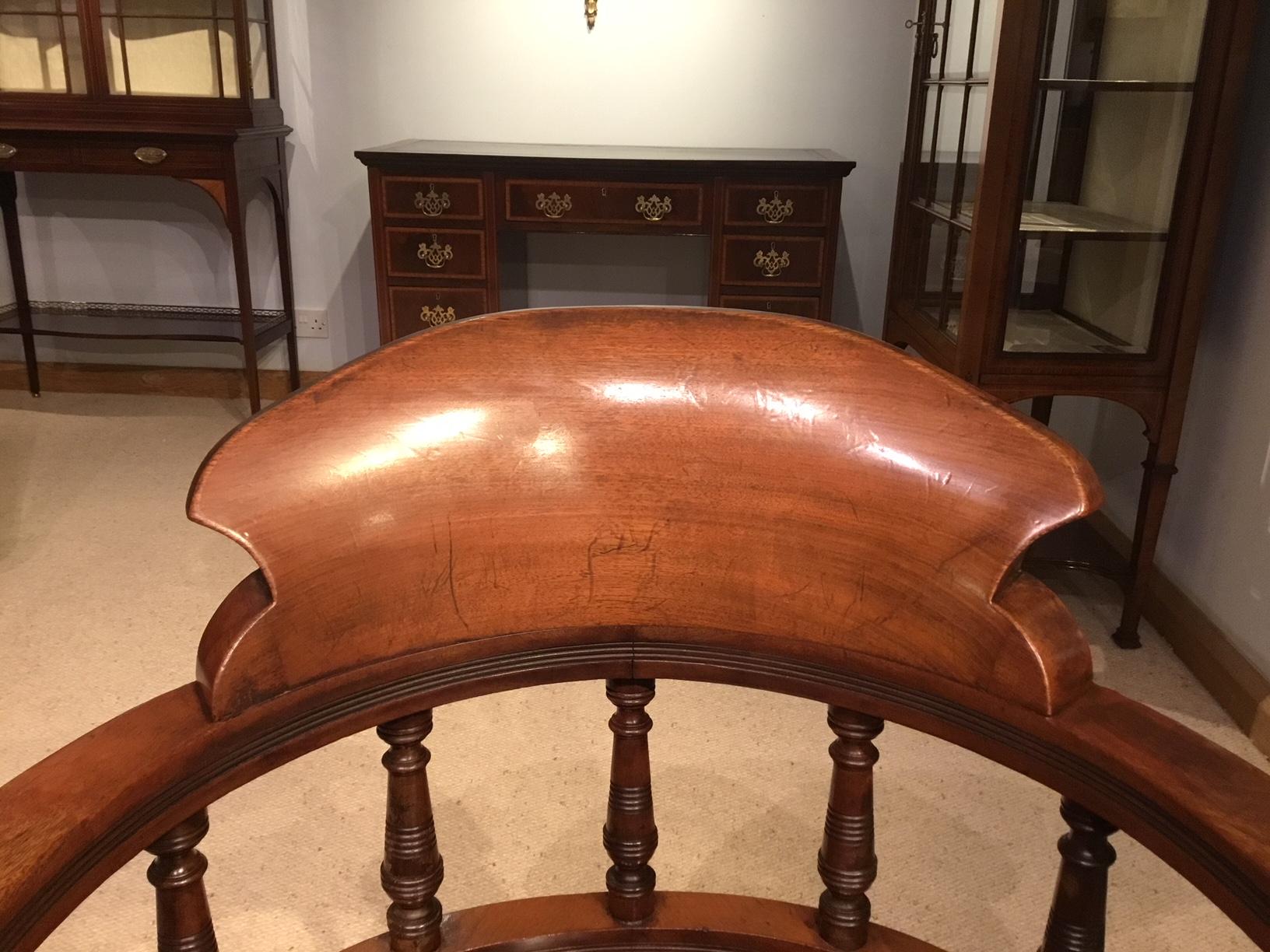 Pair of High Quality Mahogany Late Victorian Period Desk Armchairs In Excellent Condition For Sale In Darwen, GB