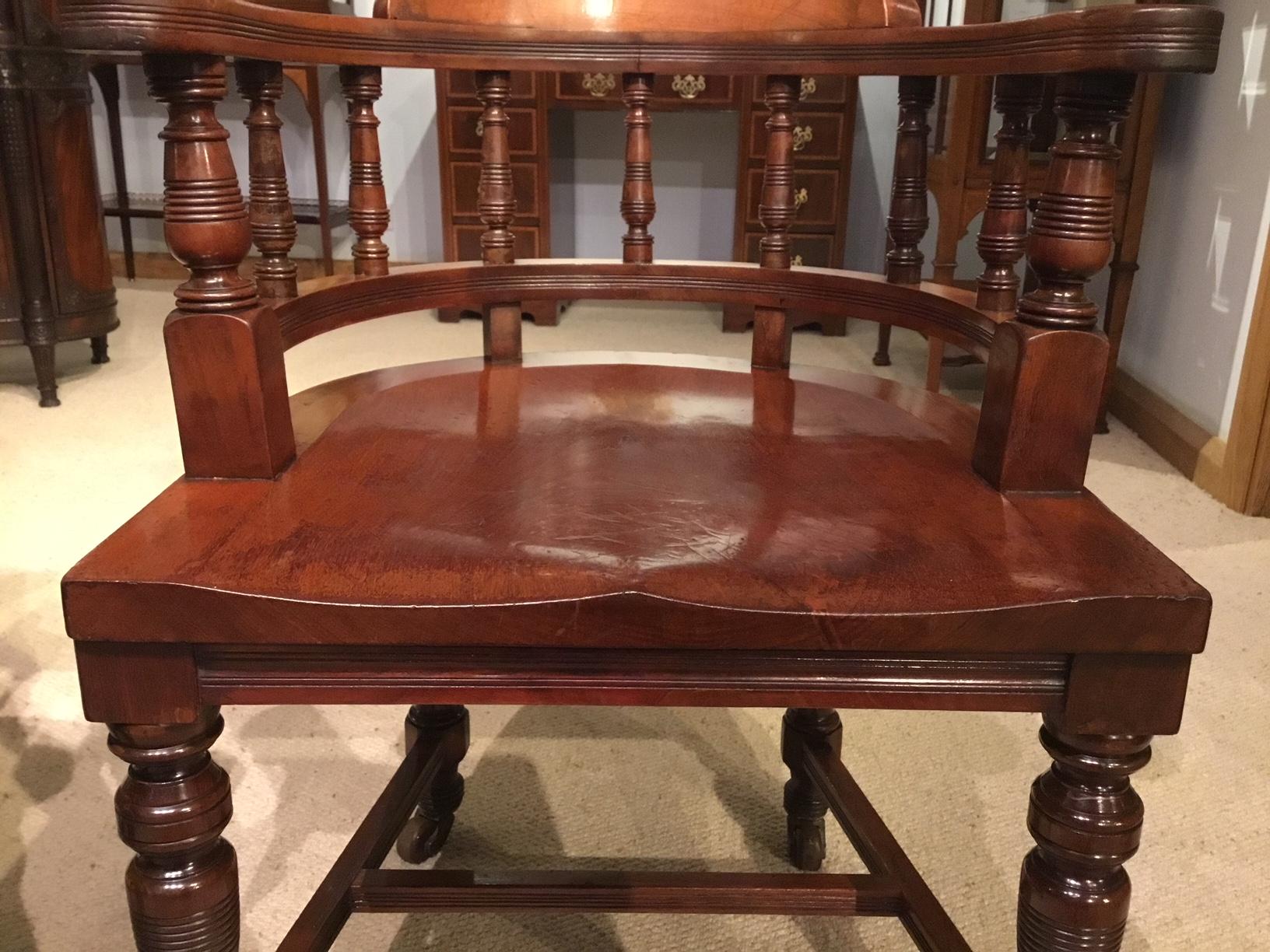 Pair of High Quality Mahogany Late Victorian Period Desk Armchairs For Sale 2