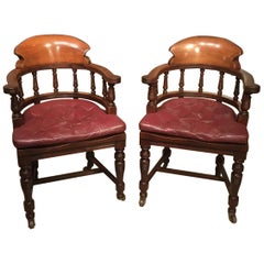 Pair of High Quality Mahogany Late Victorian Period Desk Armchairs