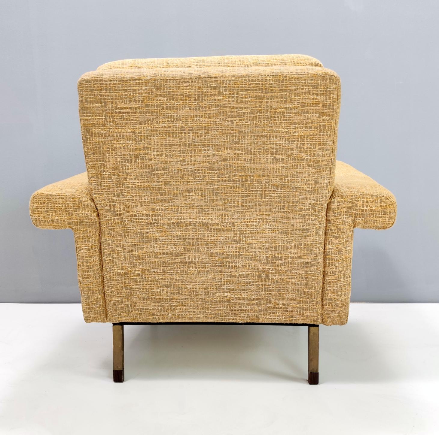 Mid-20th Century Pair of High-Quality Vintage Honey Yellow Fabric Armchairs, Italy