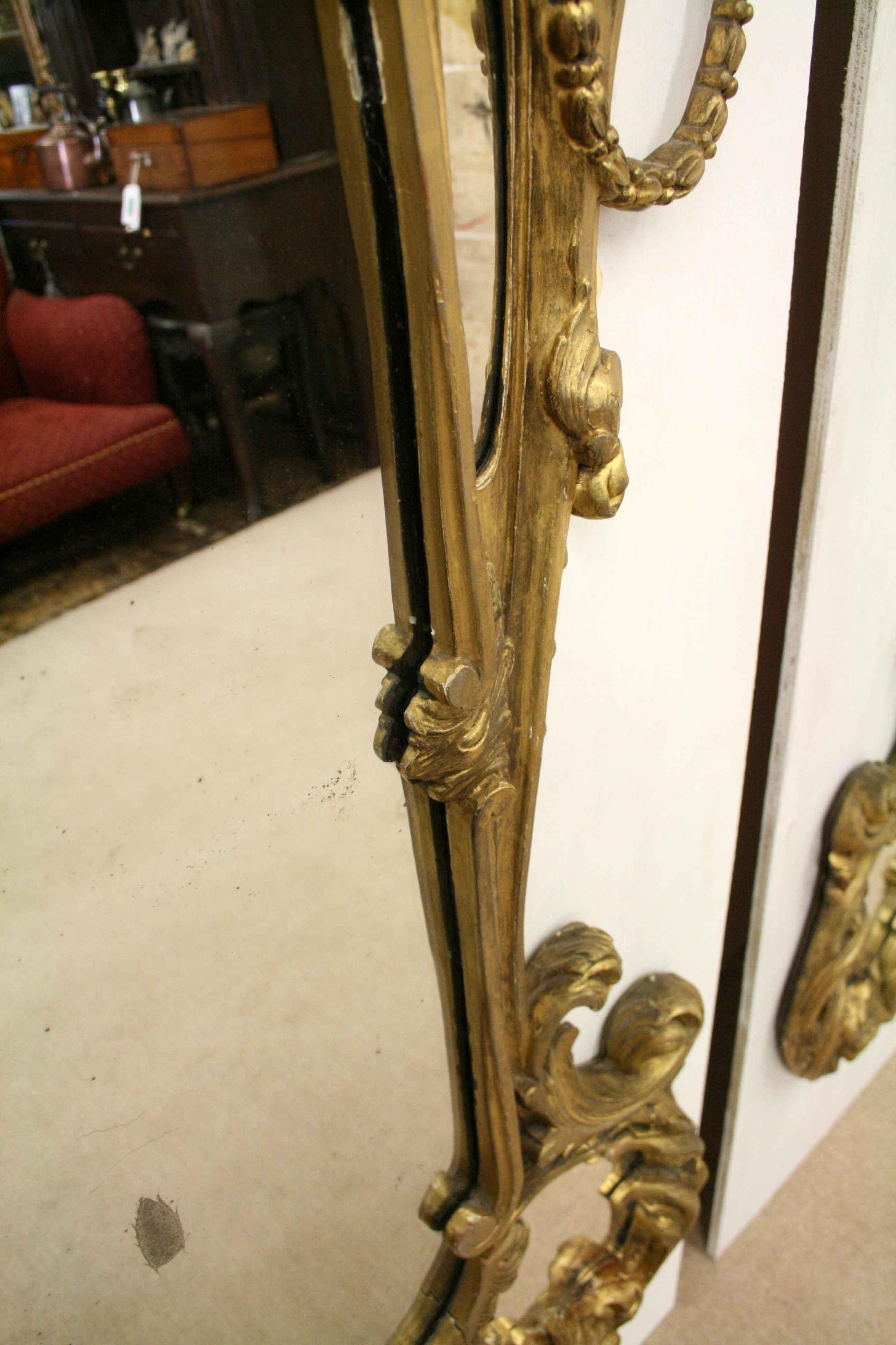 Pair of High Rococo Style Gilded Mirrors, circa 1860 For Sale 5