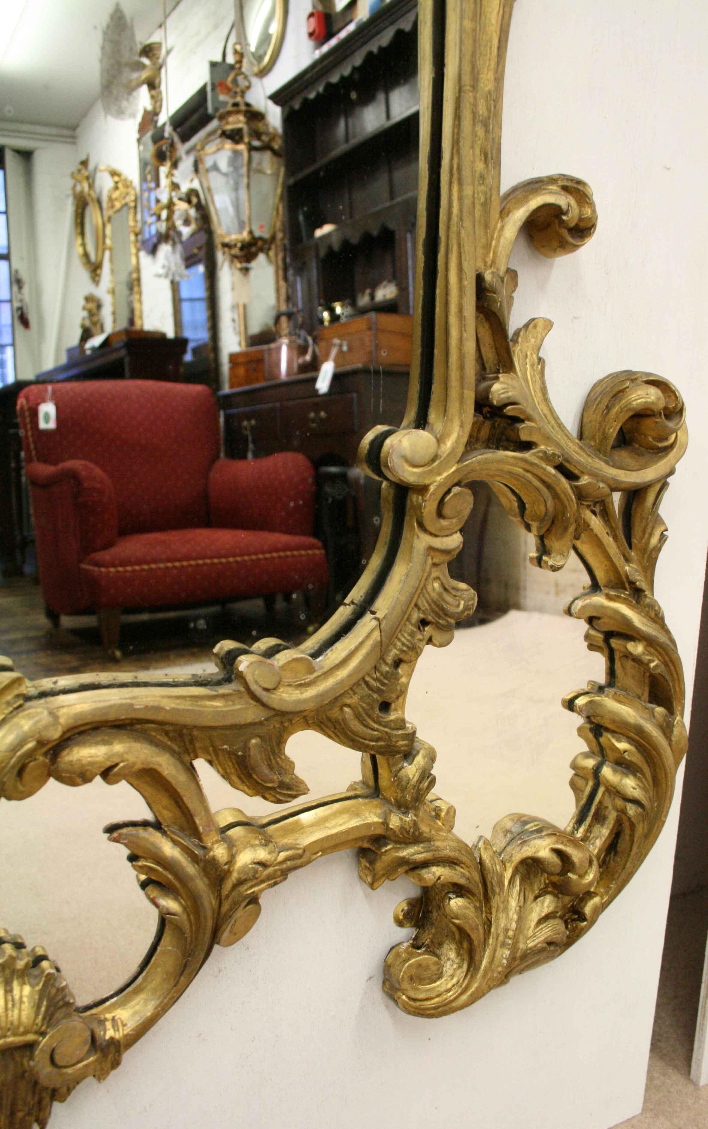 Pair of High Rococo Style Gilded Mirrors, circa 1860 For Sale 6