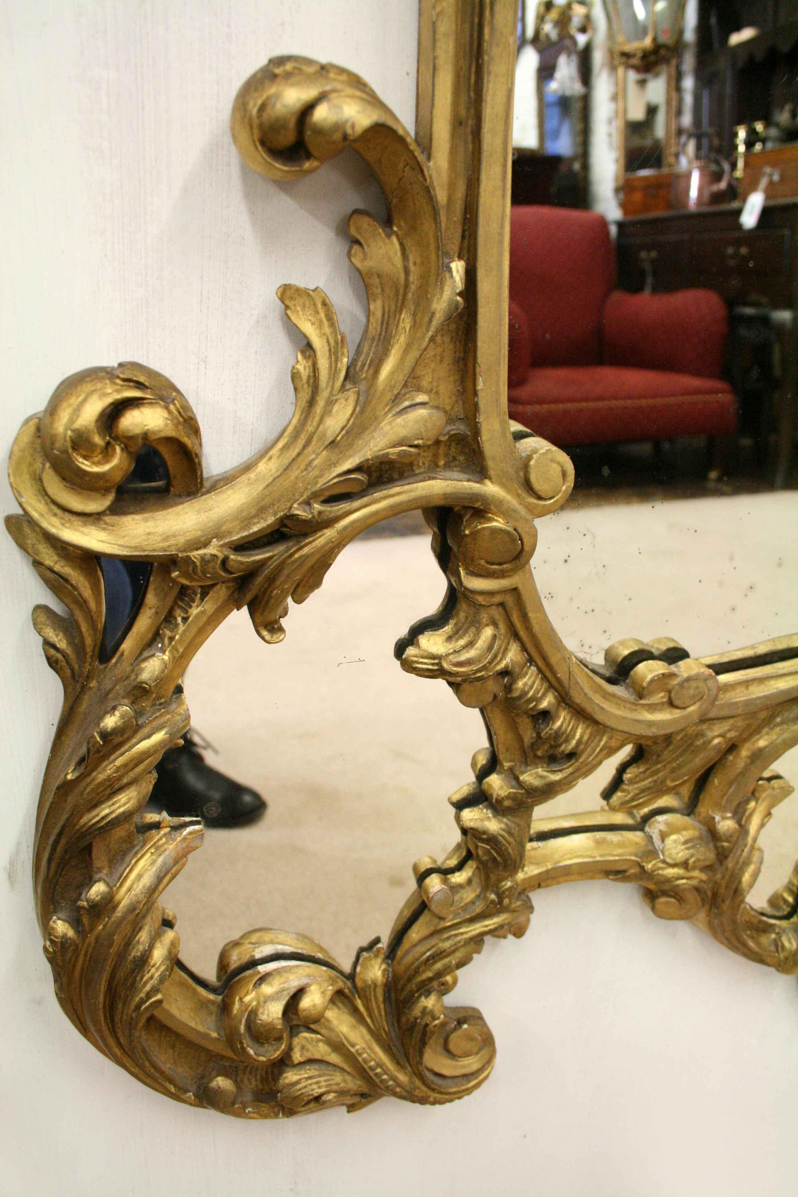 Pair of High Rococo Style Gilded Mirrors, circa 1860 For Sale 7