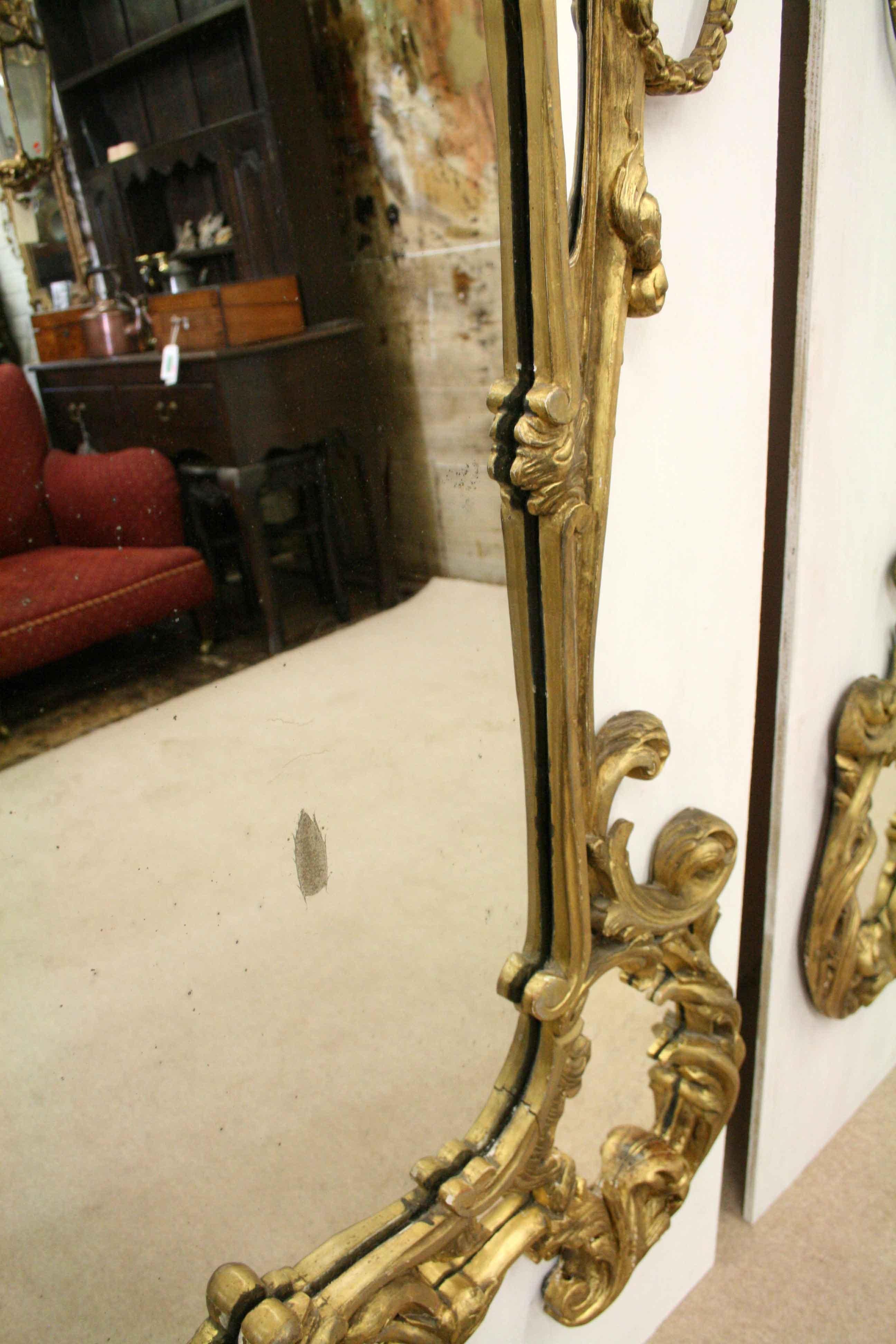 Pair of High Rococo Style Gilded Mirrors, circa 1860 For Sale 8