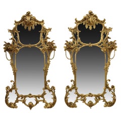 Pair of High Rococo Style Gilded Mirrors, circa 1860