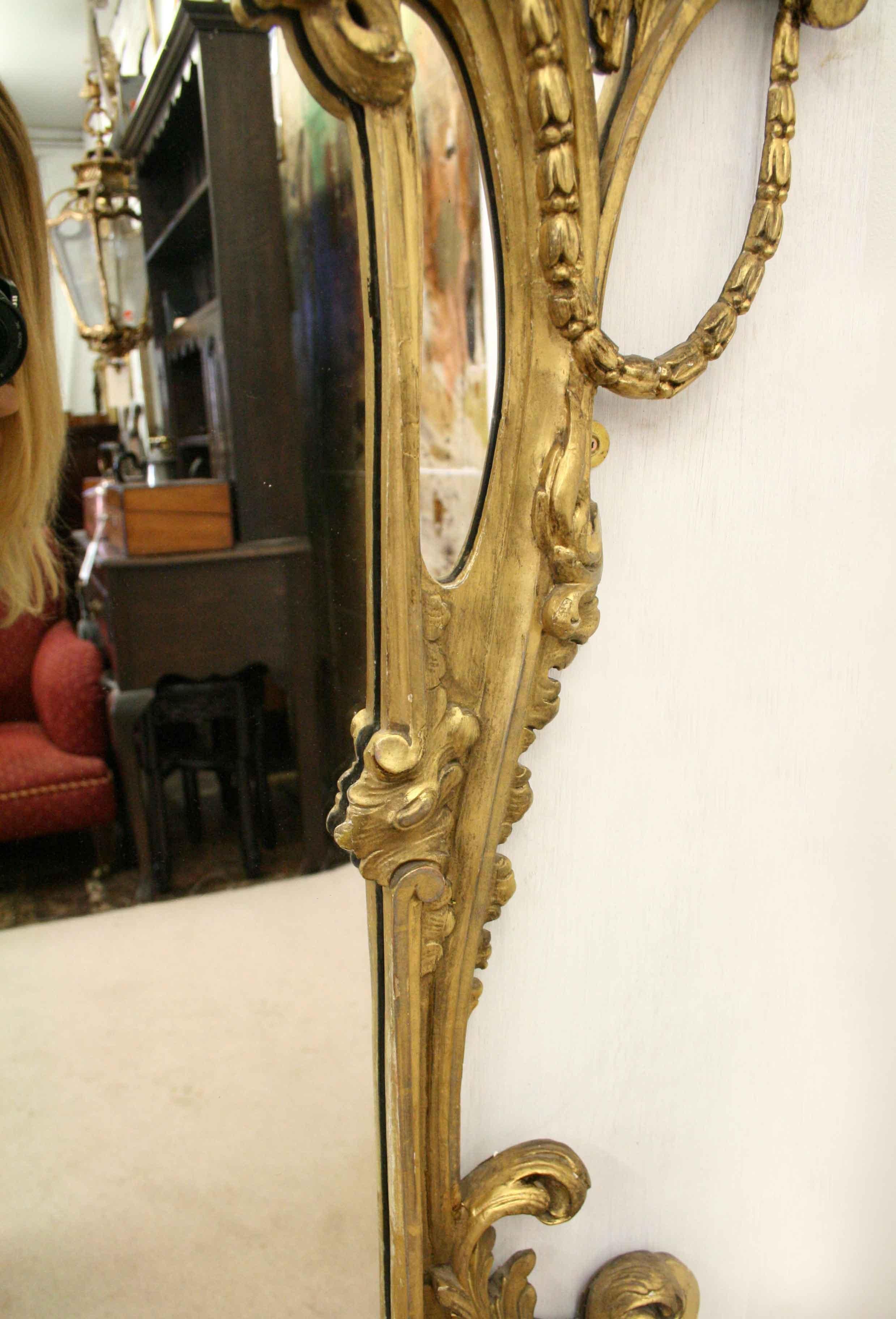 Pair of High Rococo Style Gilded Mirrors, circa 1860 For Sale 1