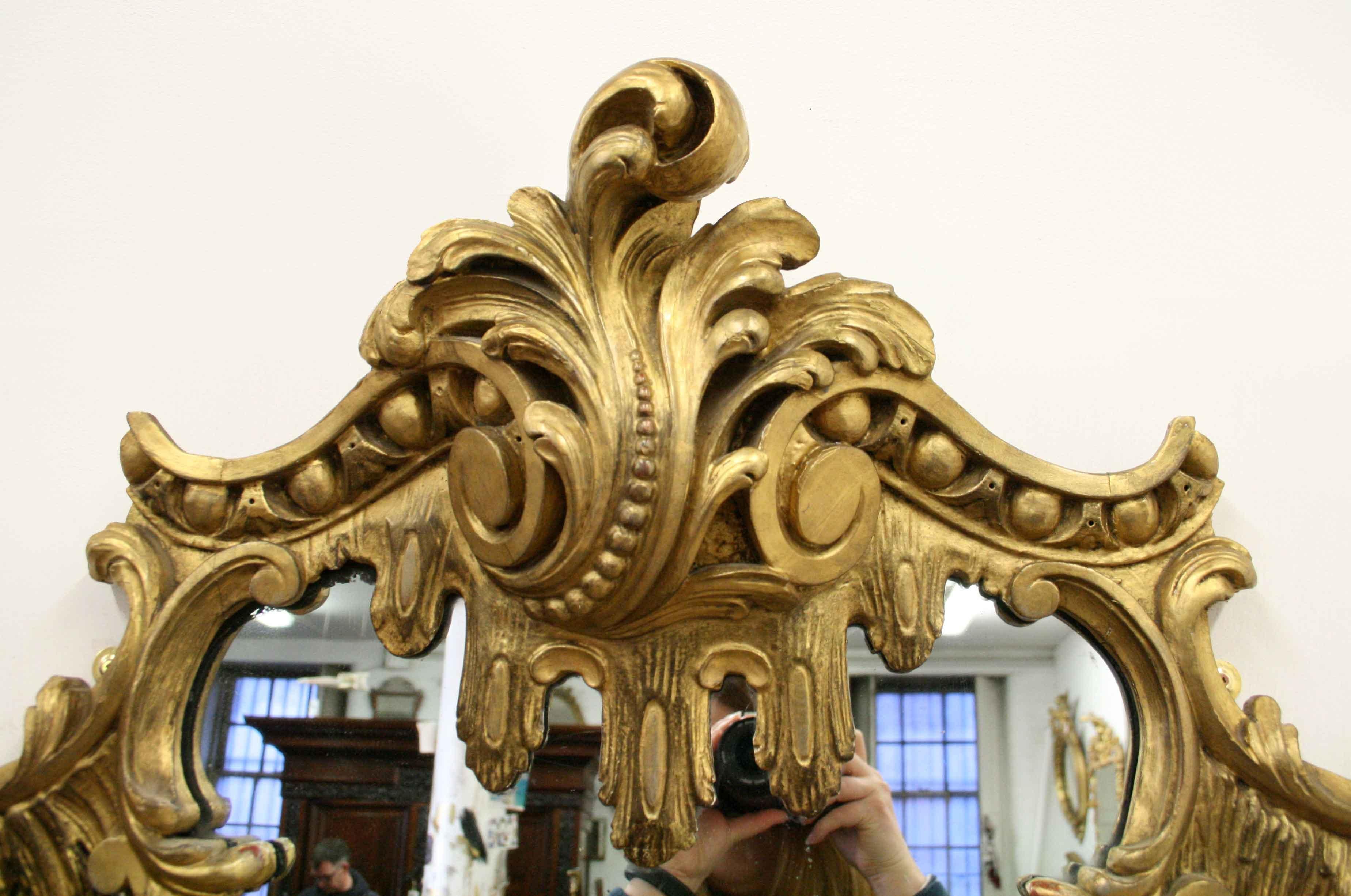 Pair of High Rococo Style Gilded Mirrors, circa 1860 For Sale 3