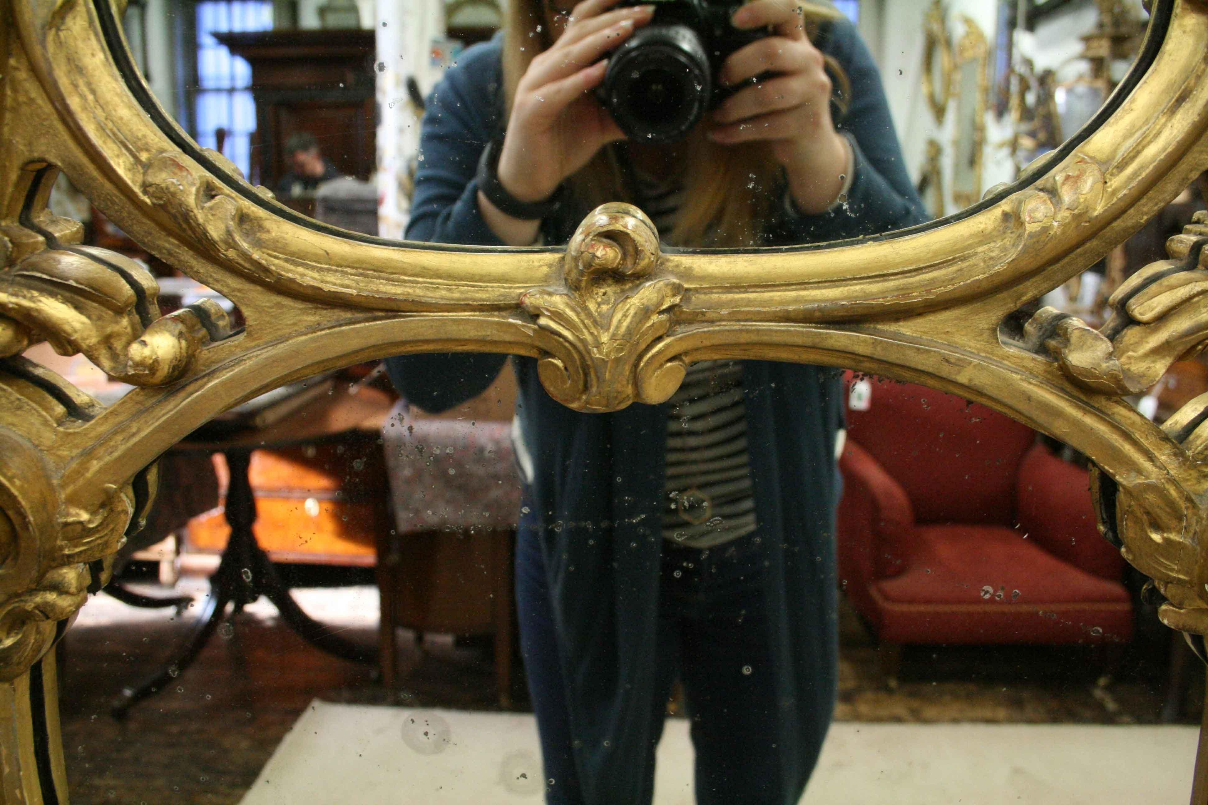 Pair of High Rococo Style Gilded Mirrors, circa 1860 For Sale 4