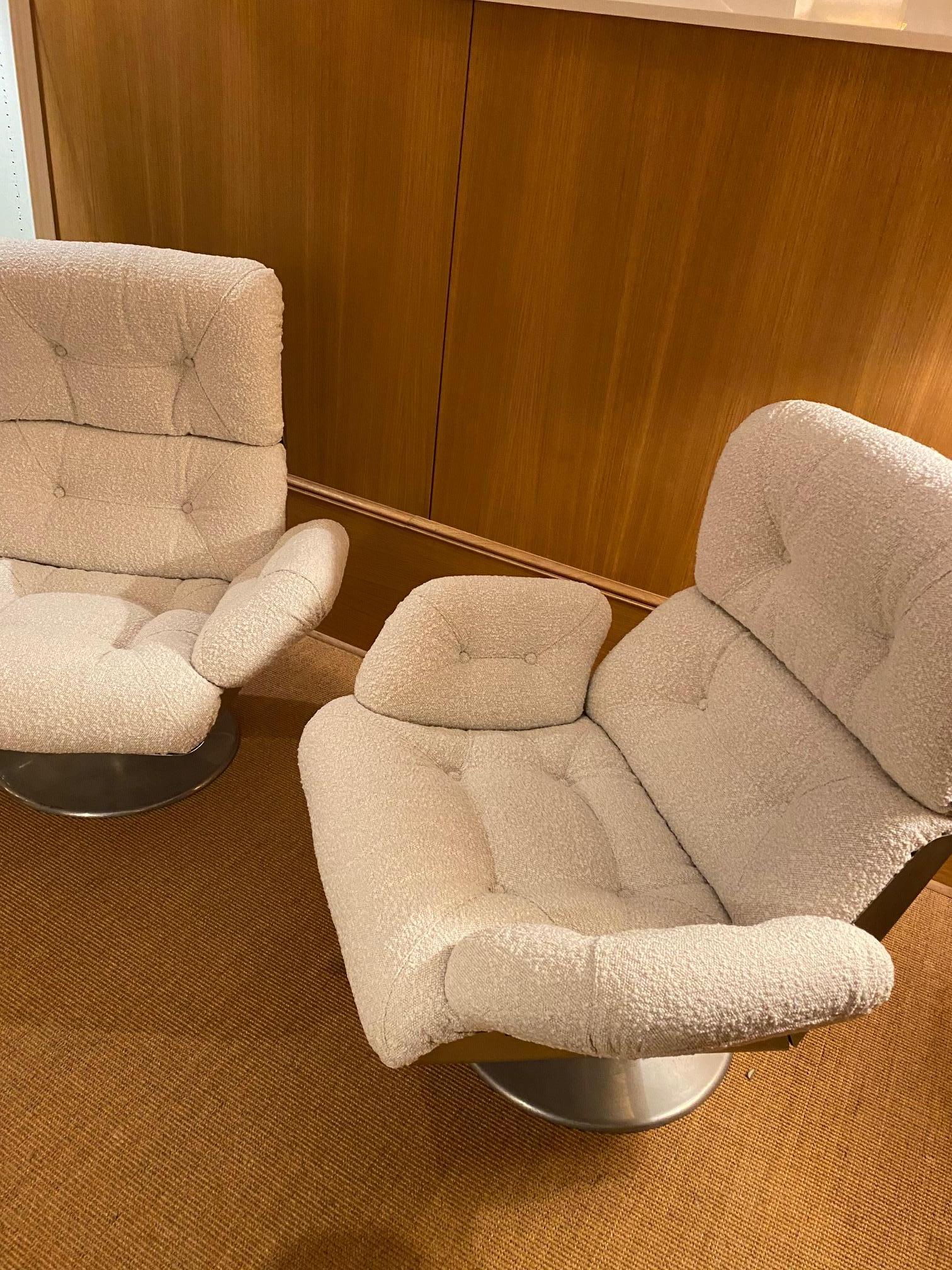 Late 20th Century Pair of High Slipper Chairs by Xavier Féal, France, 1970s