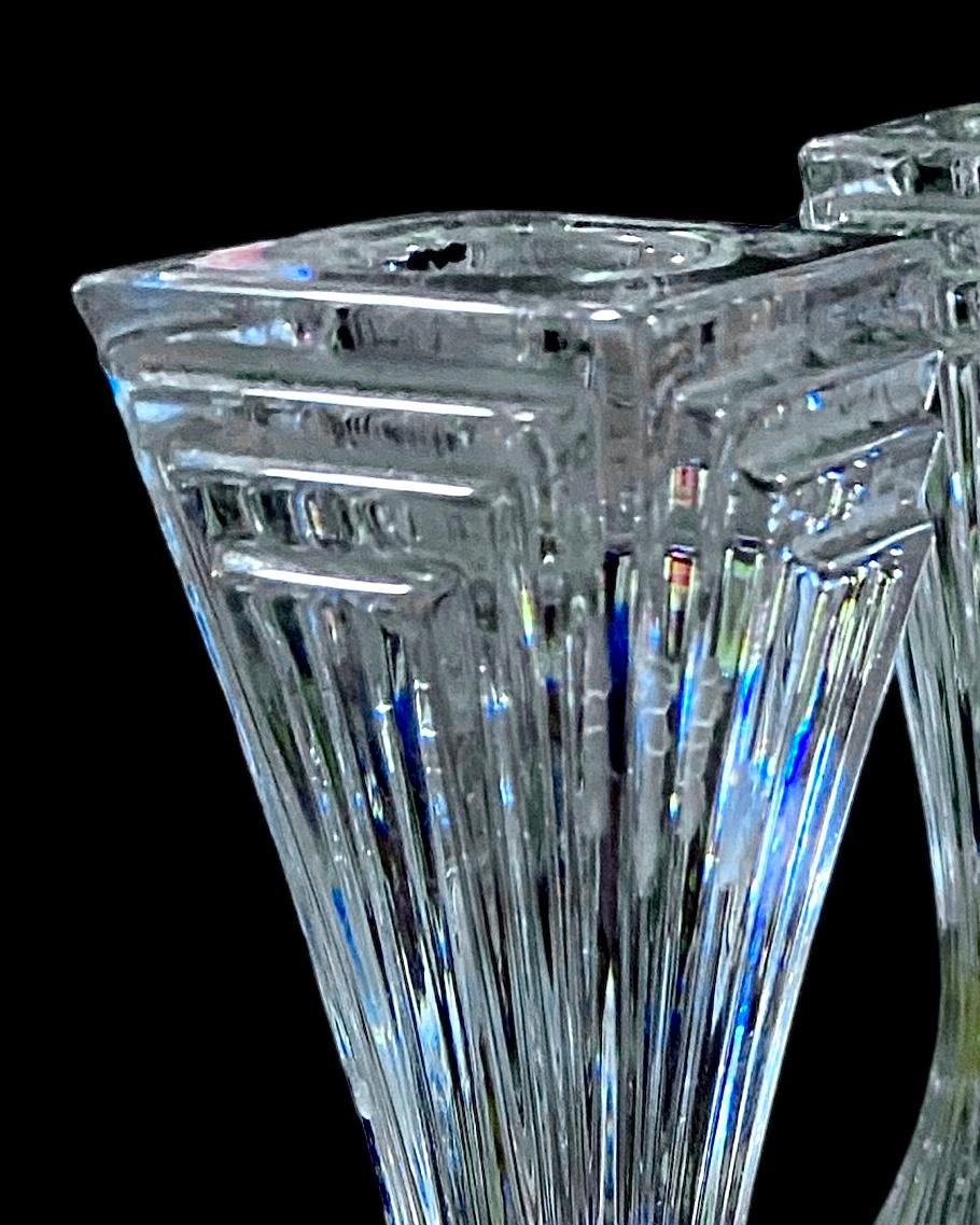 Pair Of High Style Art Deco Crystal Candlesticks 6