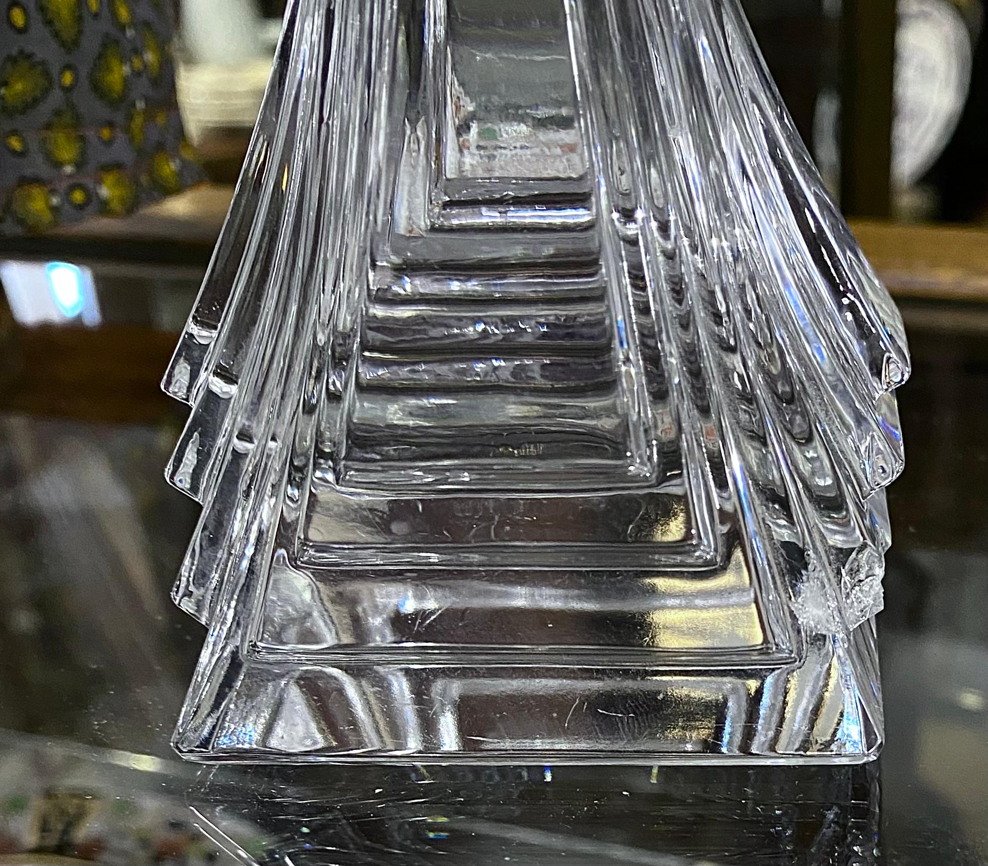 Pair Of High Style Art Deco Crystal Candlesticks 11