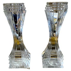 Pair Of High Style Art Deco Crystal Candlesticks